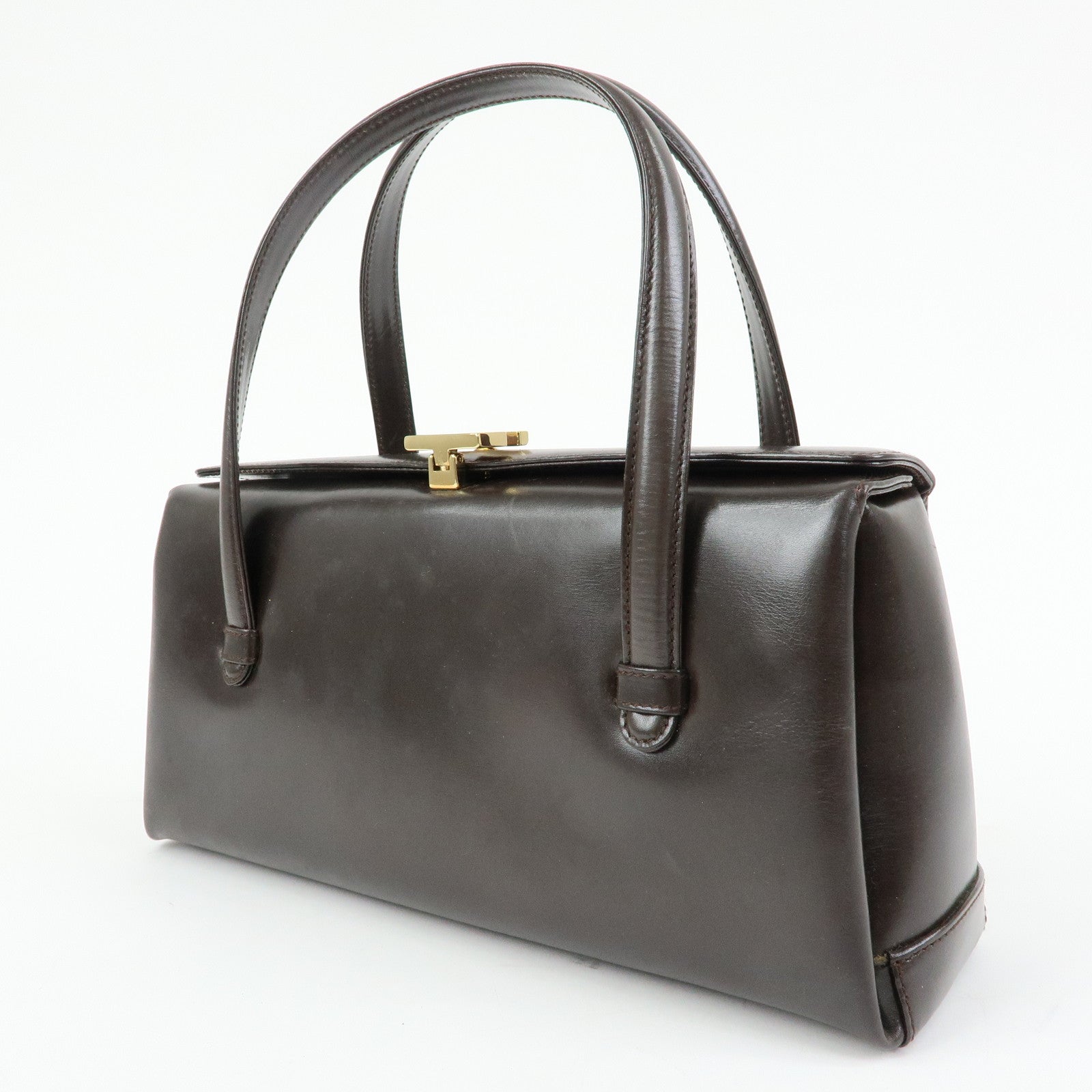 GUCCI Leather Hand Bag Dark Brown 000・1448・0539