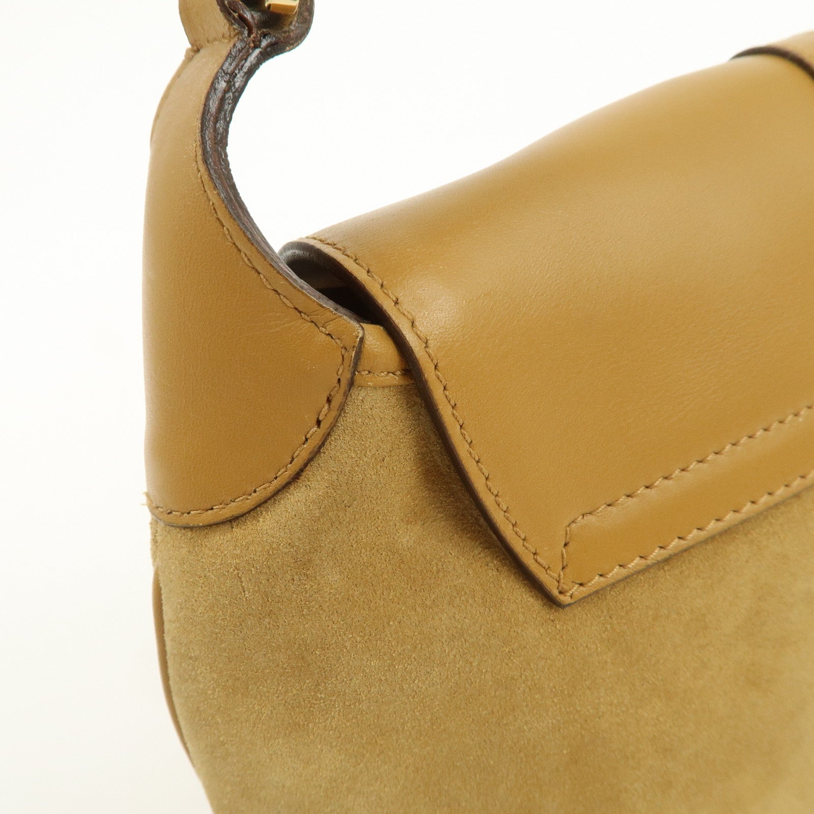 GUCCI Bamboo Suede Leather Kandinsky Shoulder Bag Yellow 001・4096