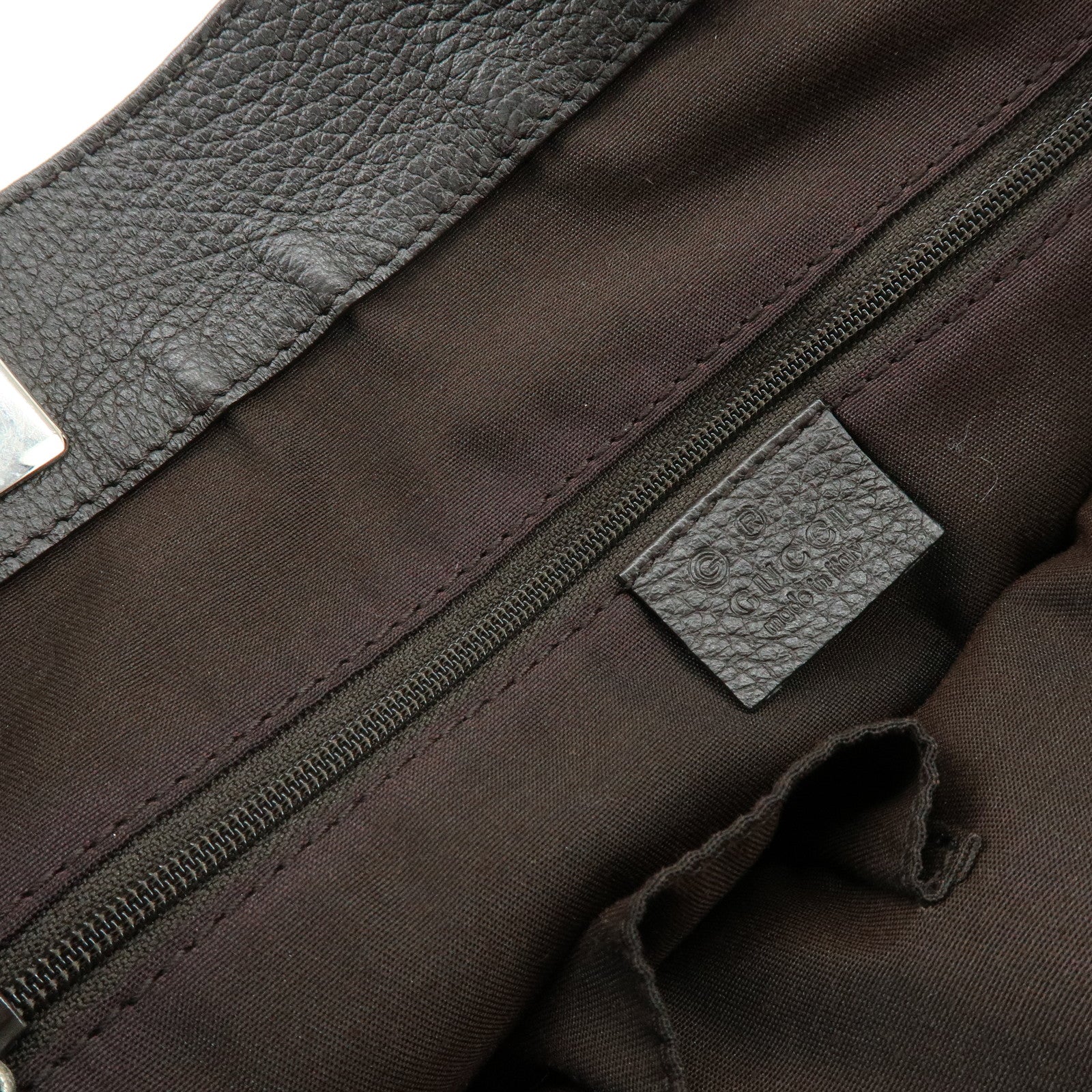 GUCCI GG Canvas Leather Tote Bag Shoulder Bag Black 289719