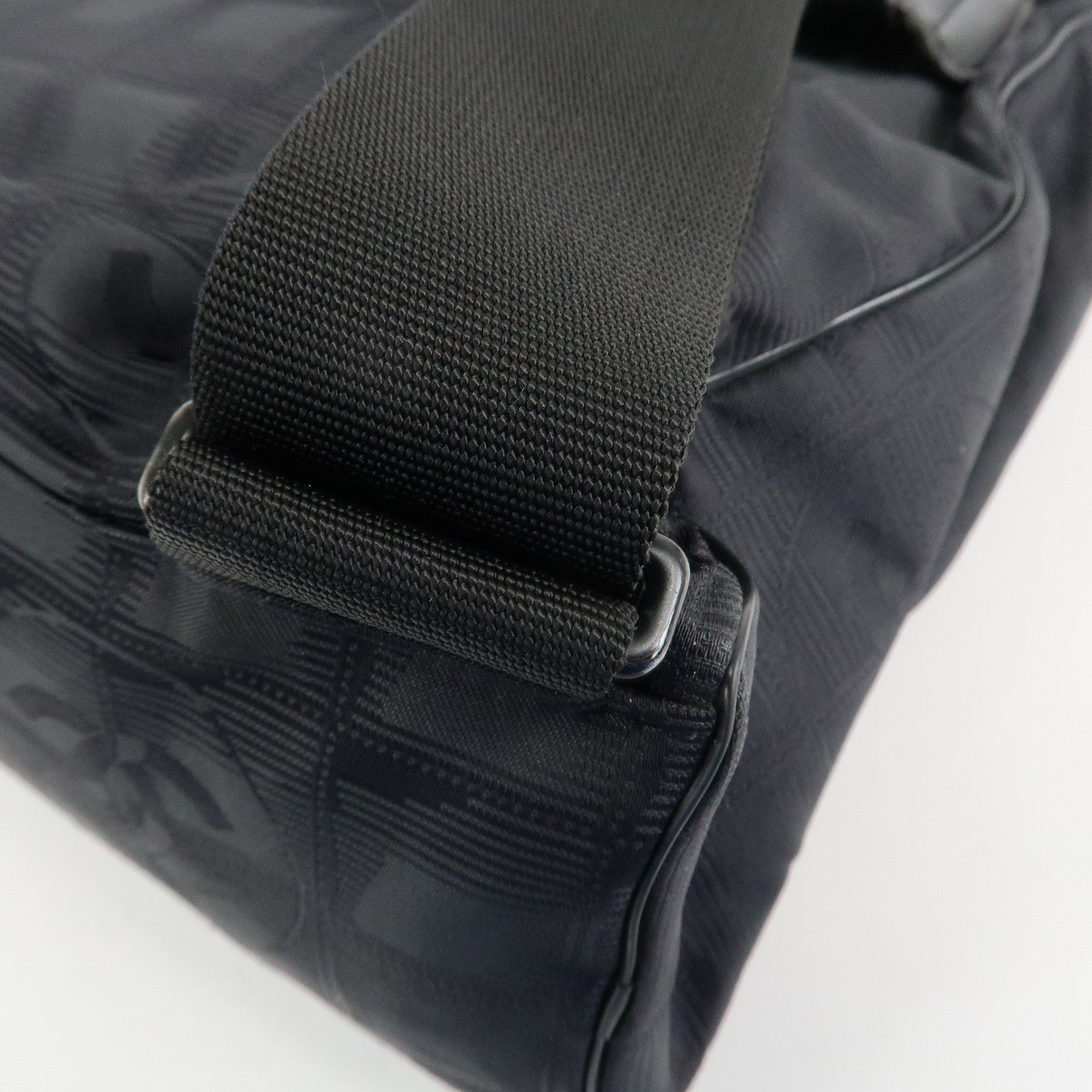 CHANEL New Travel Line Nylon Jacquard Leather 2Way Bag Black A15958