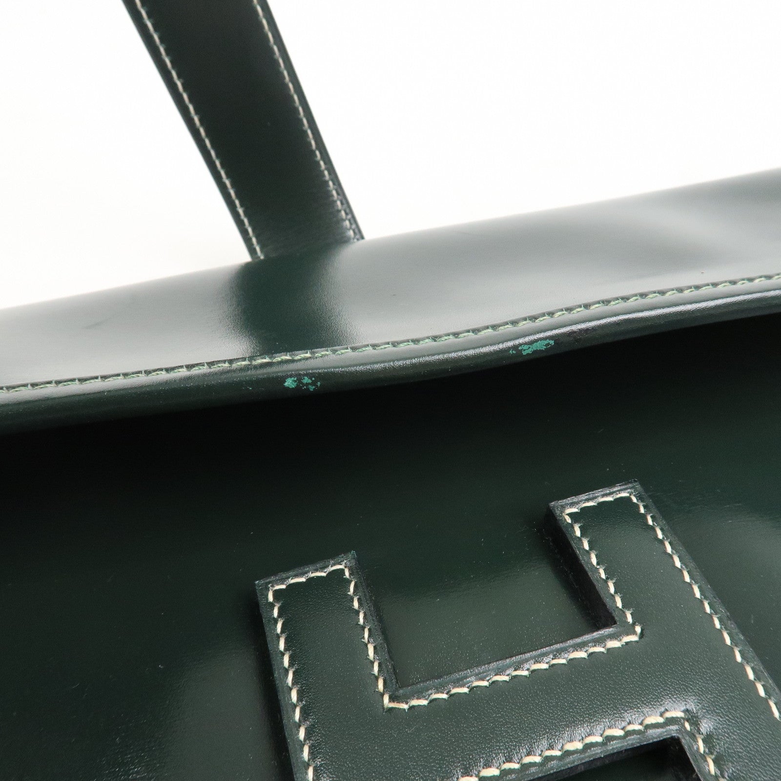 HERMES Box Calf Gige PM Clutch Bag O Stamped Dark Green