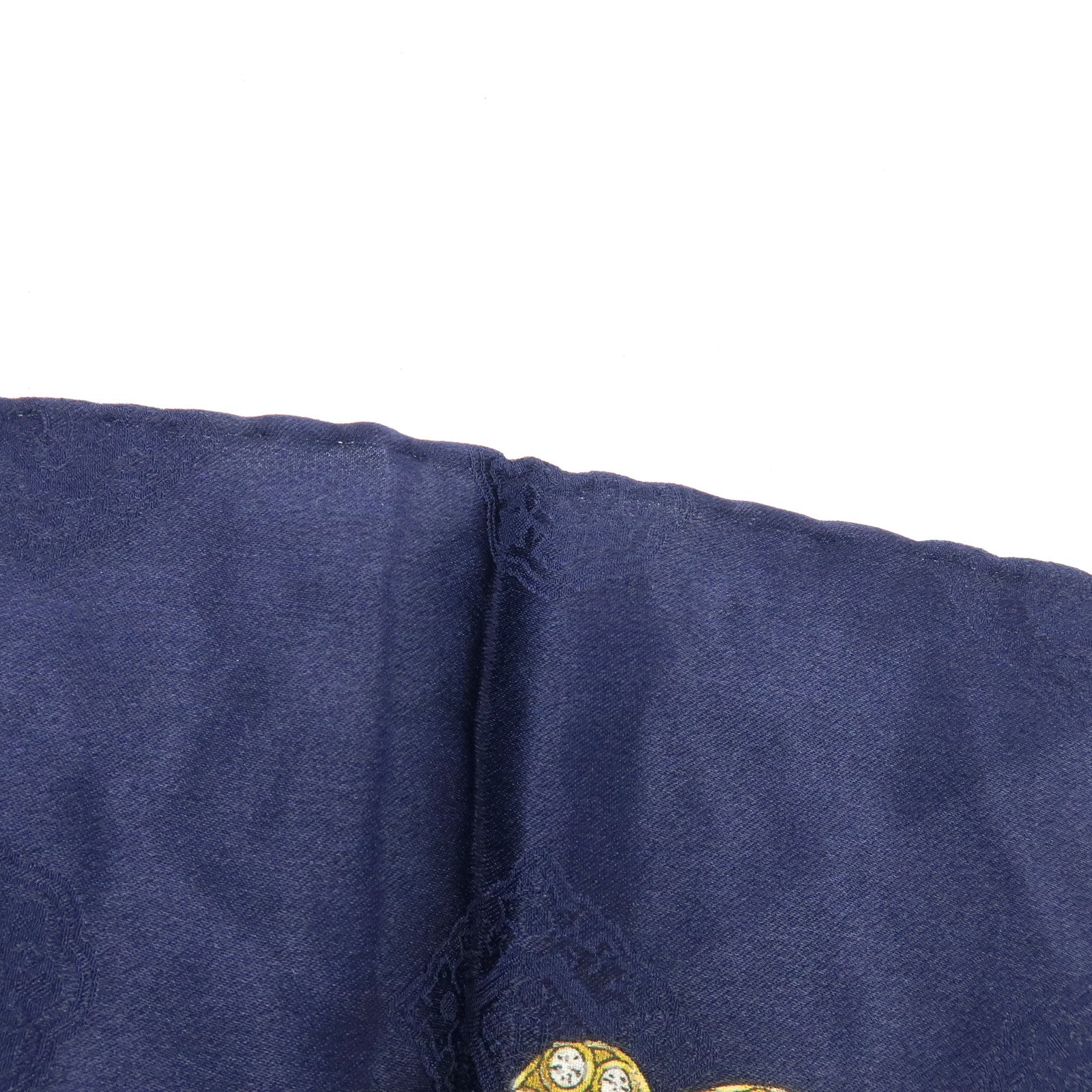 CHANEL Silk 100% Scarf Jewelry Motif Dark Navy Multicolor