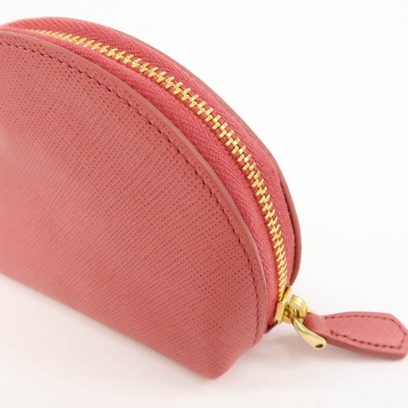 PRADA Saffiano Leather Bag Charm Accessory Pouch Pink 1M1218