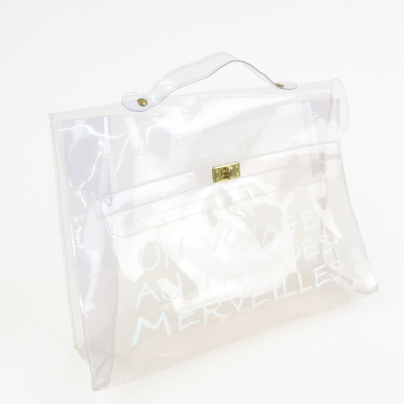 HERMES Kelly Vinyl Hand Bag Clear