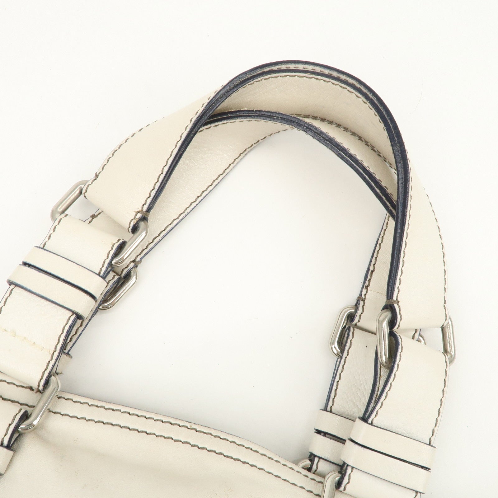 Chloe Patsy Studs Logo Leather Tote Bag Shoulder Bag Ivory