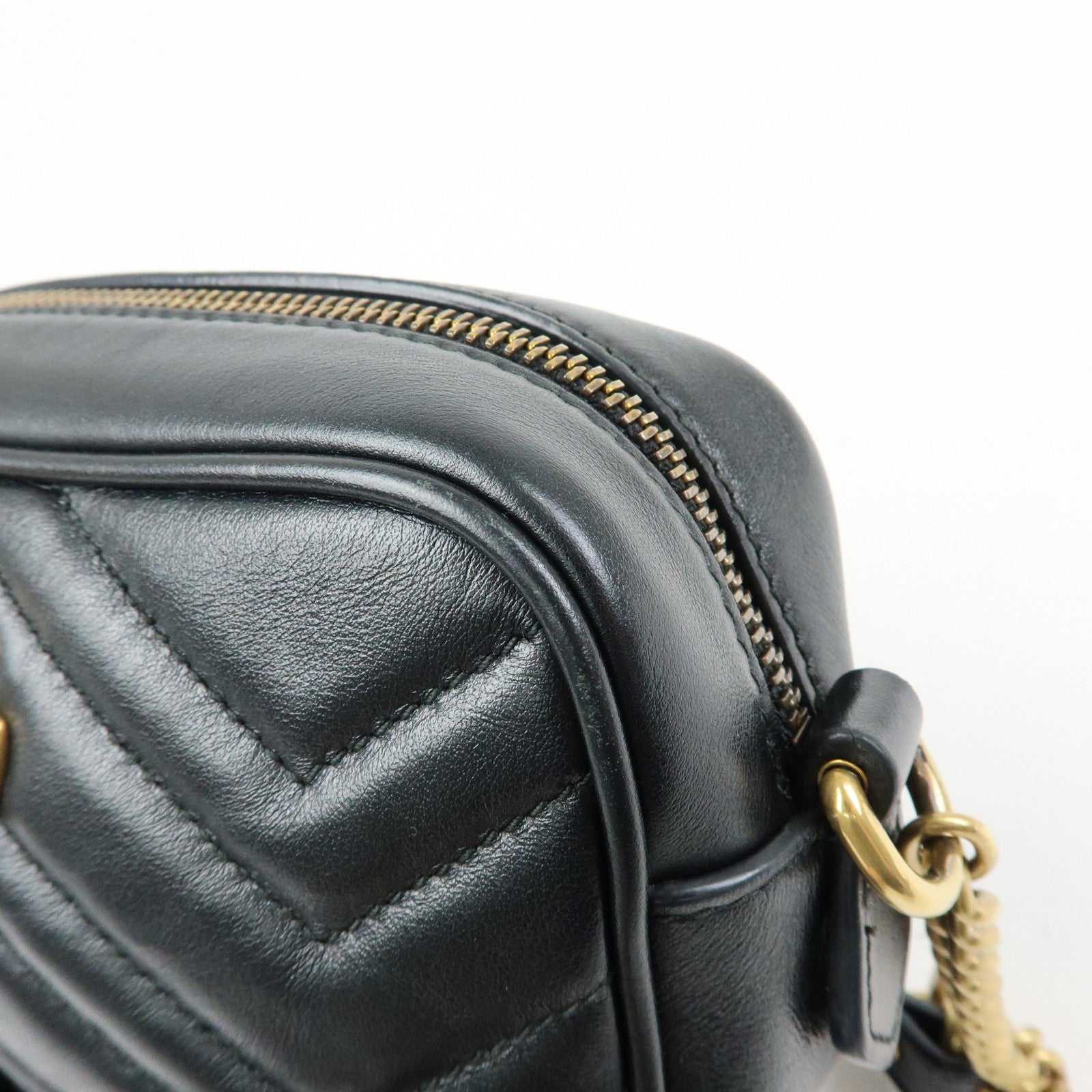 GUCCI GG Marmont Leather Shoulder Bag Crossbody Bag Black 448065