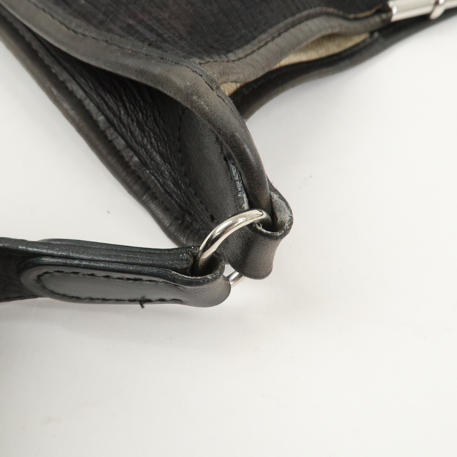 HERMES Vespa PM Crinolin Leather Shoulder Bag C Stamped Black