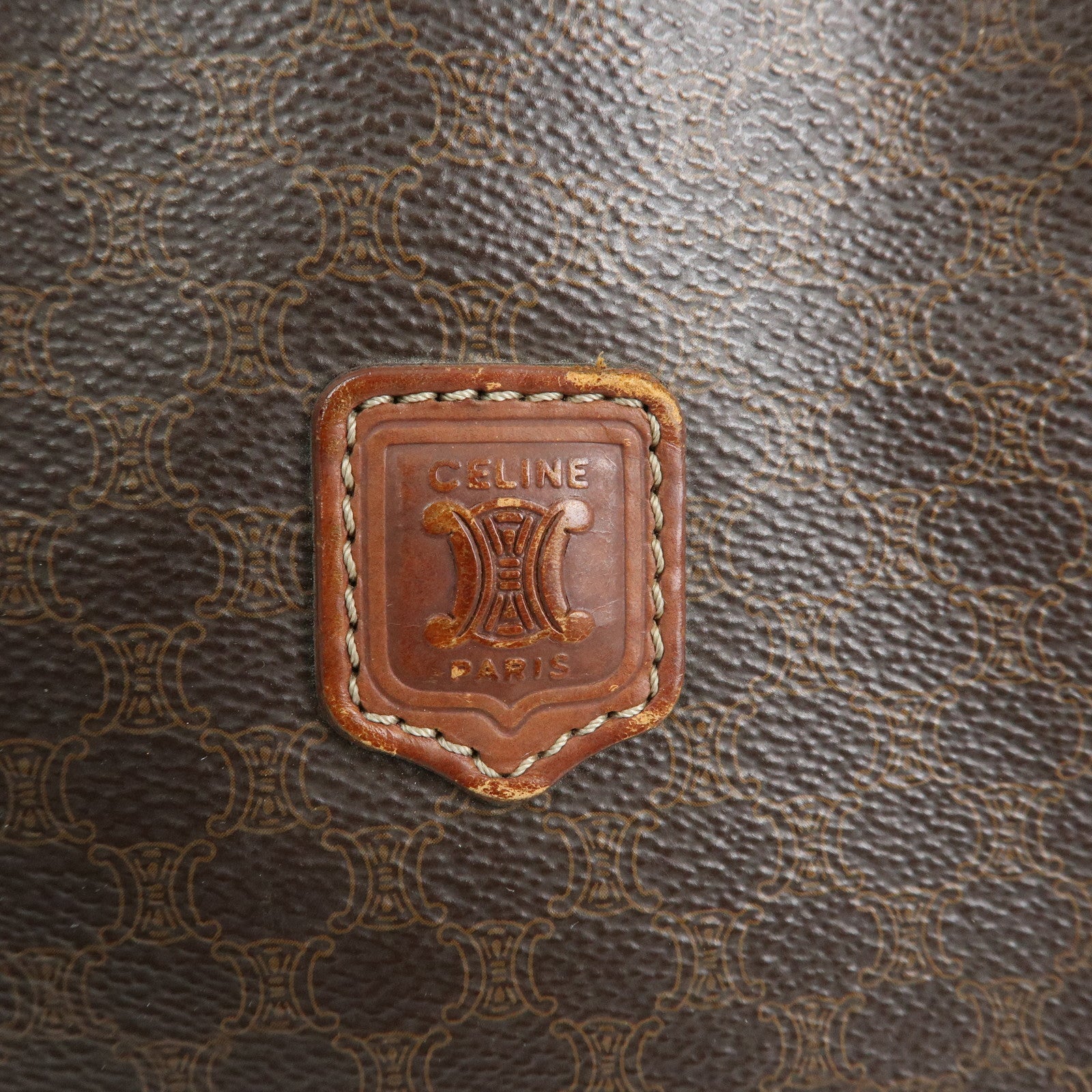 CELINE Macadam PVC leather Tote Bag Hand Bag Shoulder Bag Brown