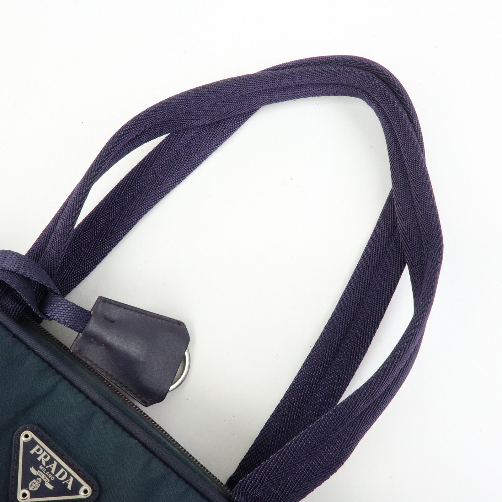 PRADA Triangle Logo Nylon Tote Bag Hand Bag Shoulder Bag Purple