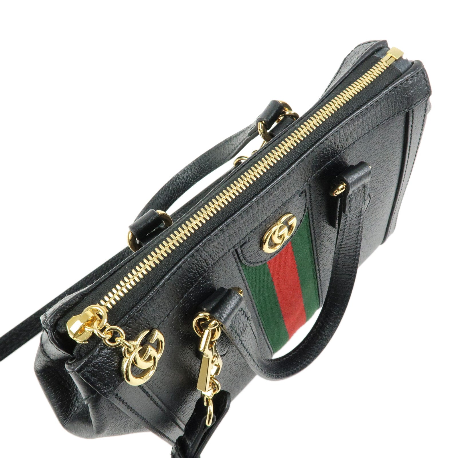 GUCCI Ophidia Sherry Leather 2Way Bag Hand Bag Black 719882