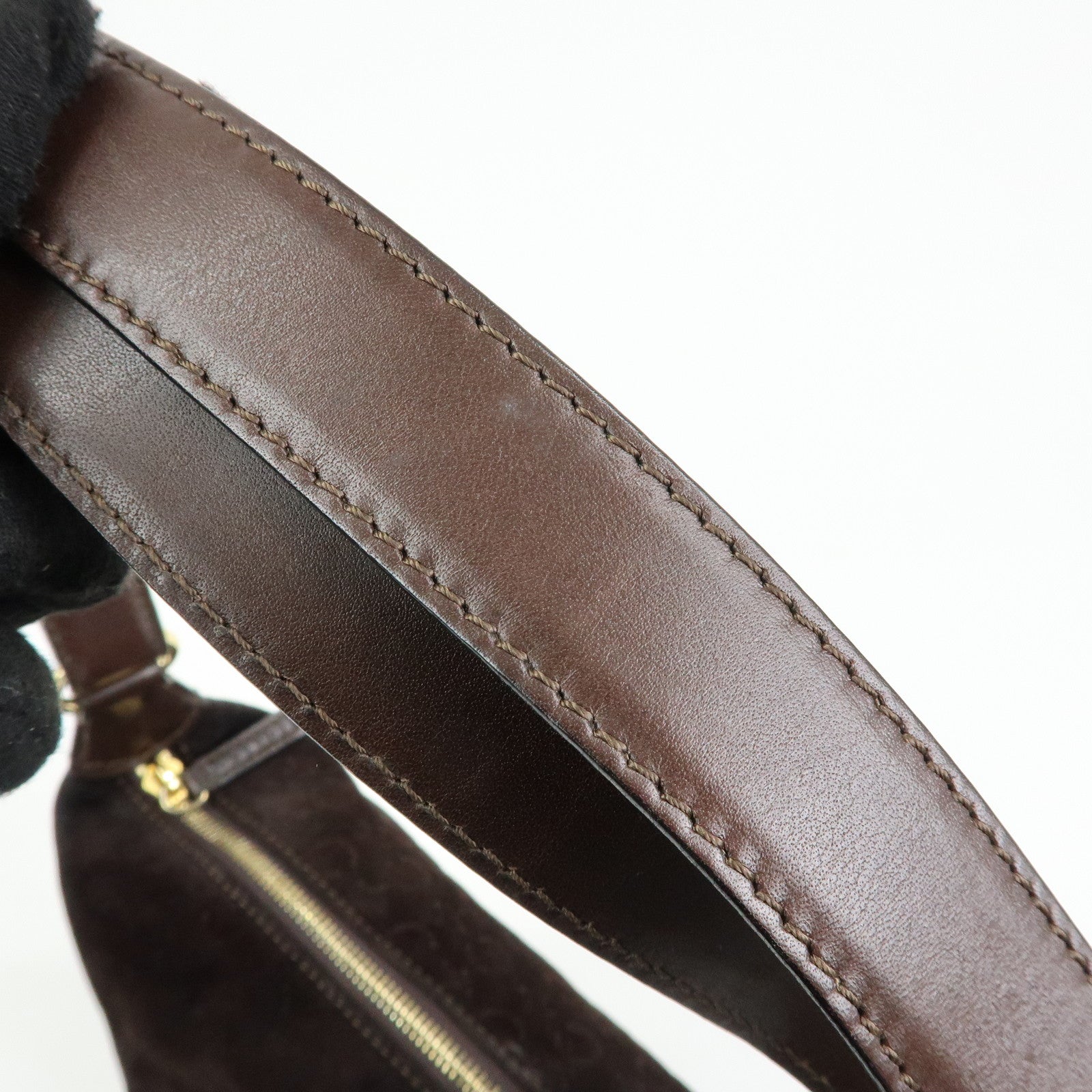 CELINE C Macadam Suede Leather Shoulder Bag Hand Bag Dark Brown