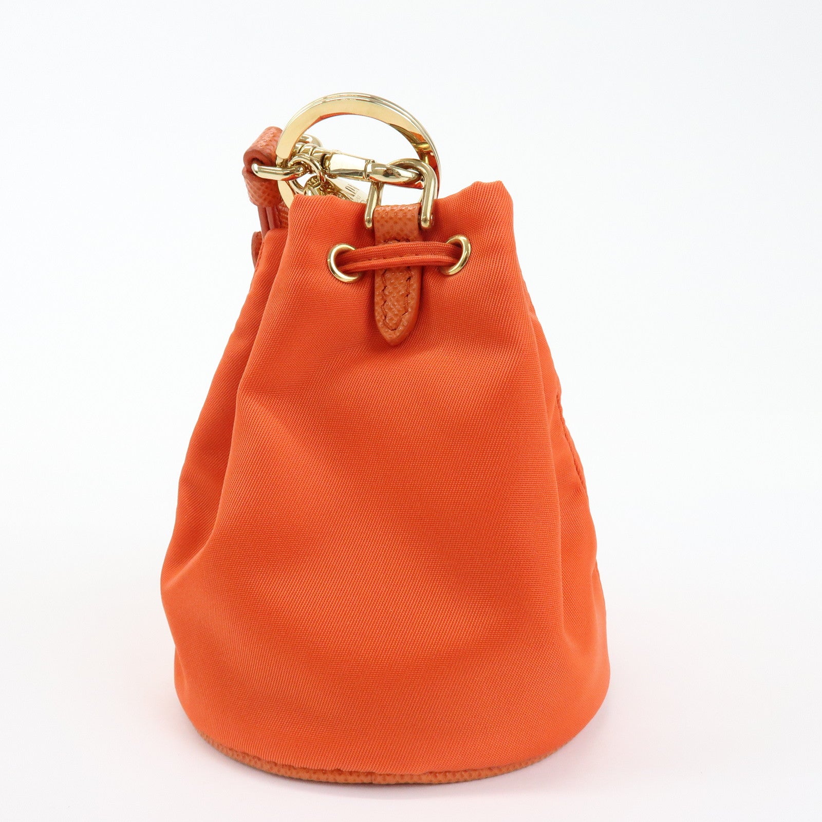PRADA Triangle Logo Nylon Drawstring Wrist Bag Orange 1TT202