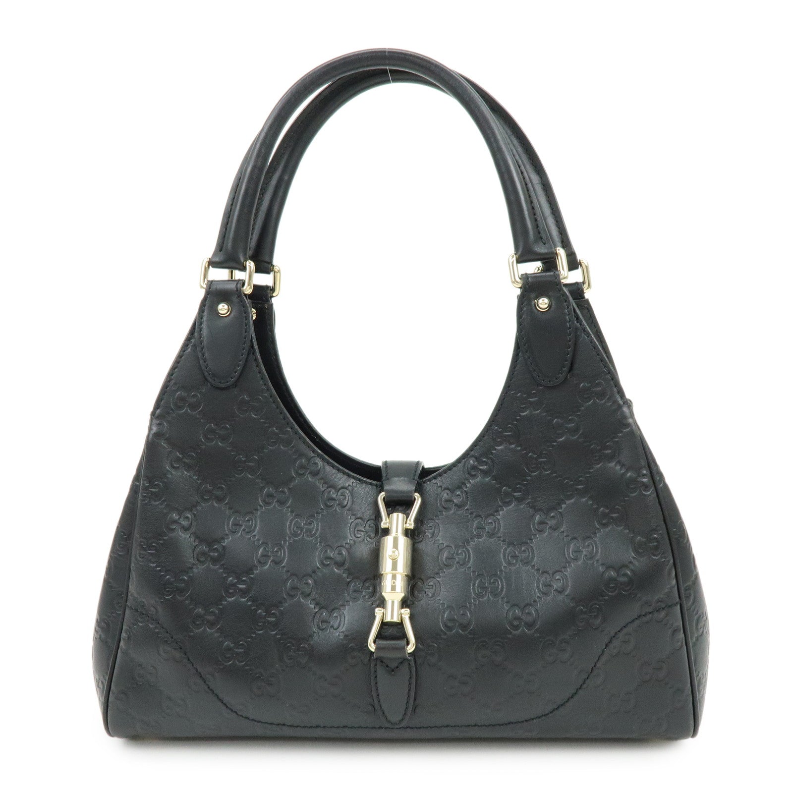 GUCCI Jackie Guccissima Leather Hand Bag Shoulder Bag Black 14819