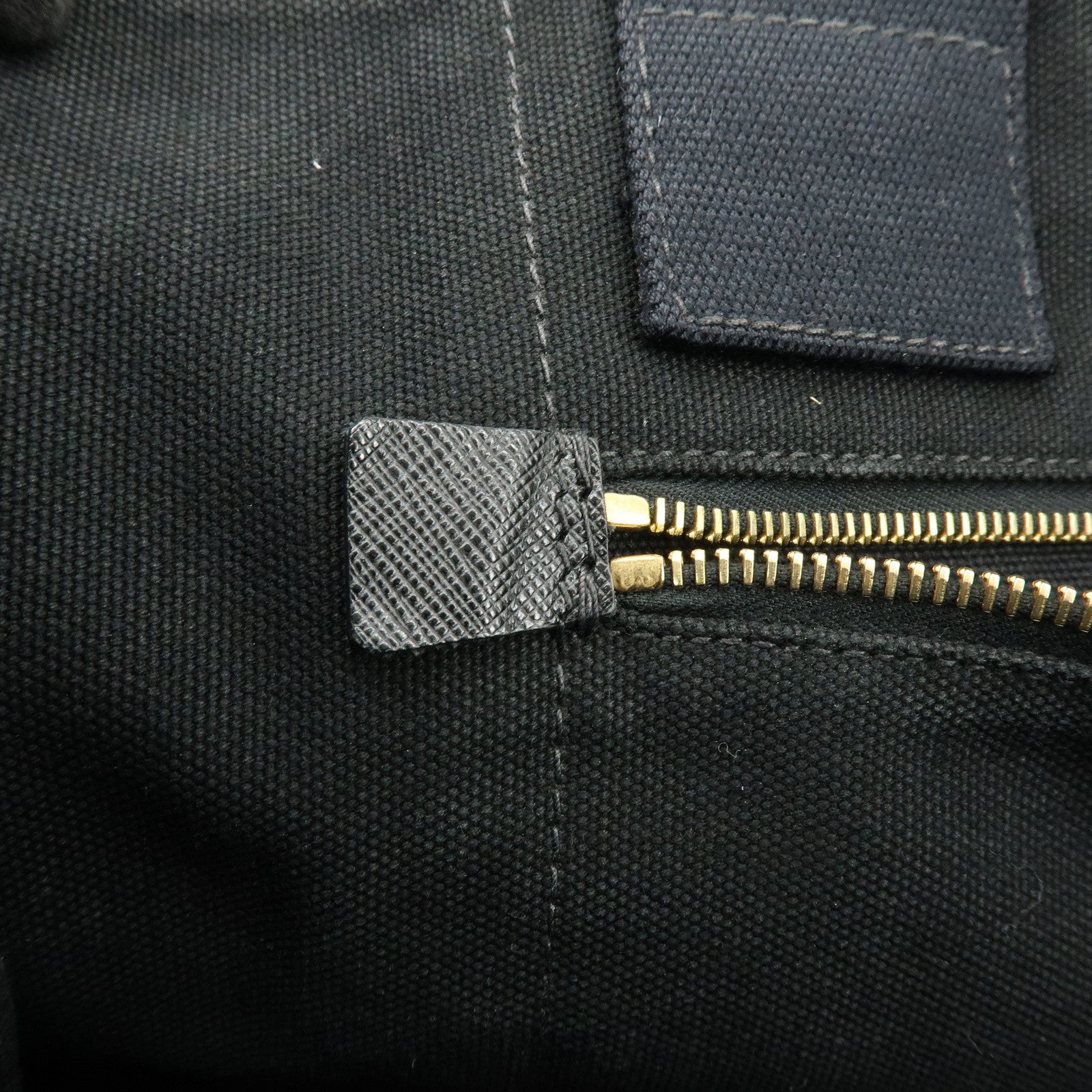 PRADA Canapa Large Tote Bag Hand Bag Khaki Black Brown BN1872