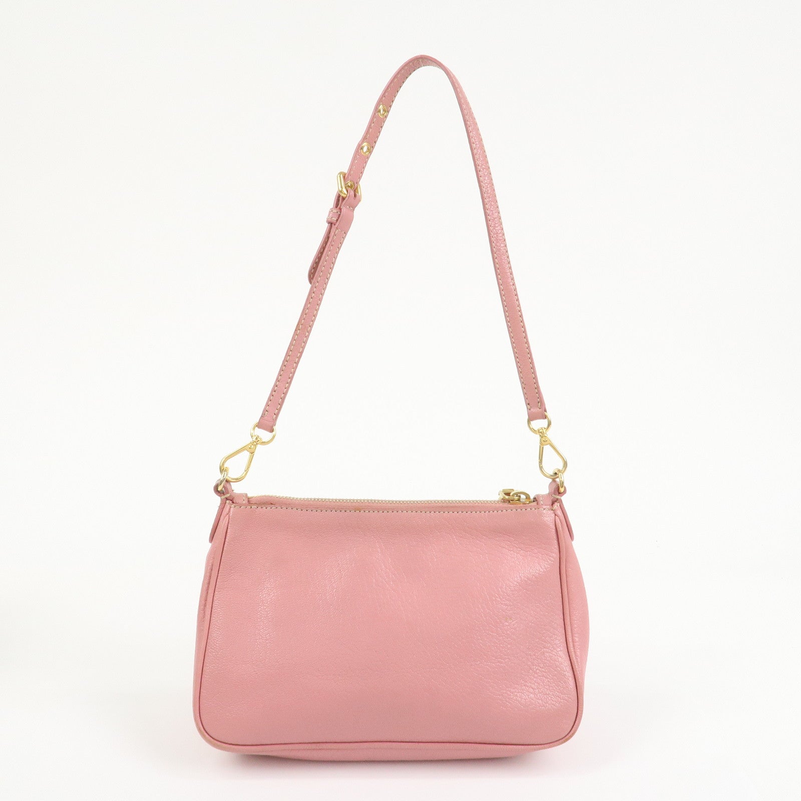 MIU MIU Logo Leather 2Way Bag Hand Bag Shoulder Bag Pink