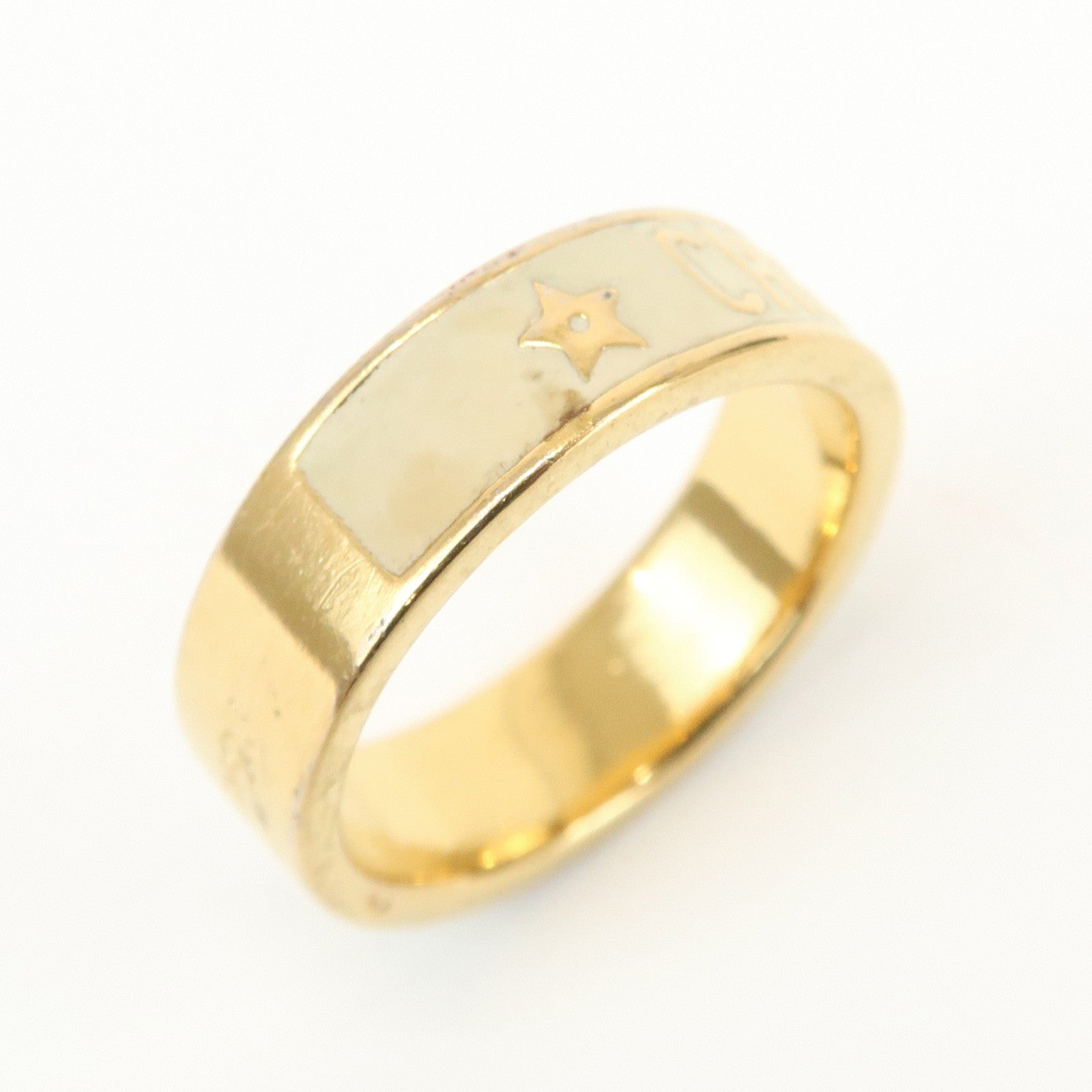 Christian Dior Code Metal Rhinestone Three-band Ring M Gold