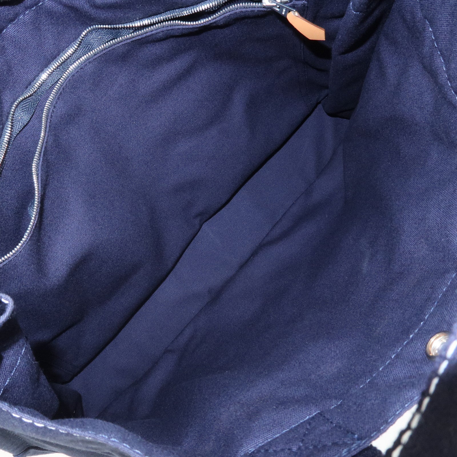 HERMES Deauville MM Cotton Tote Bag Hand Bag Navy