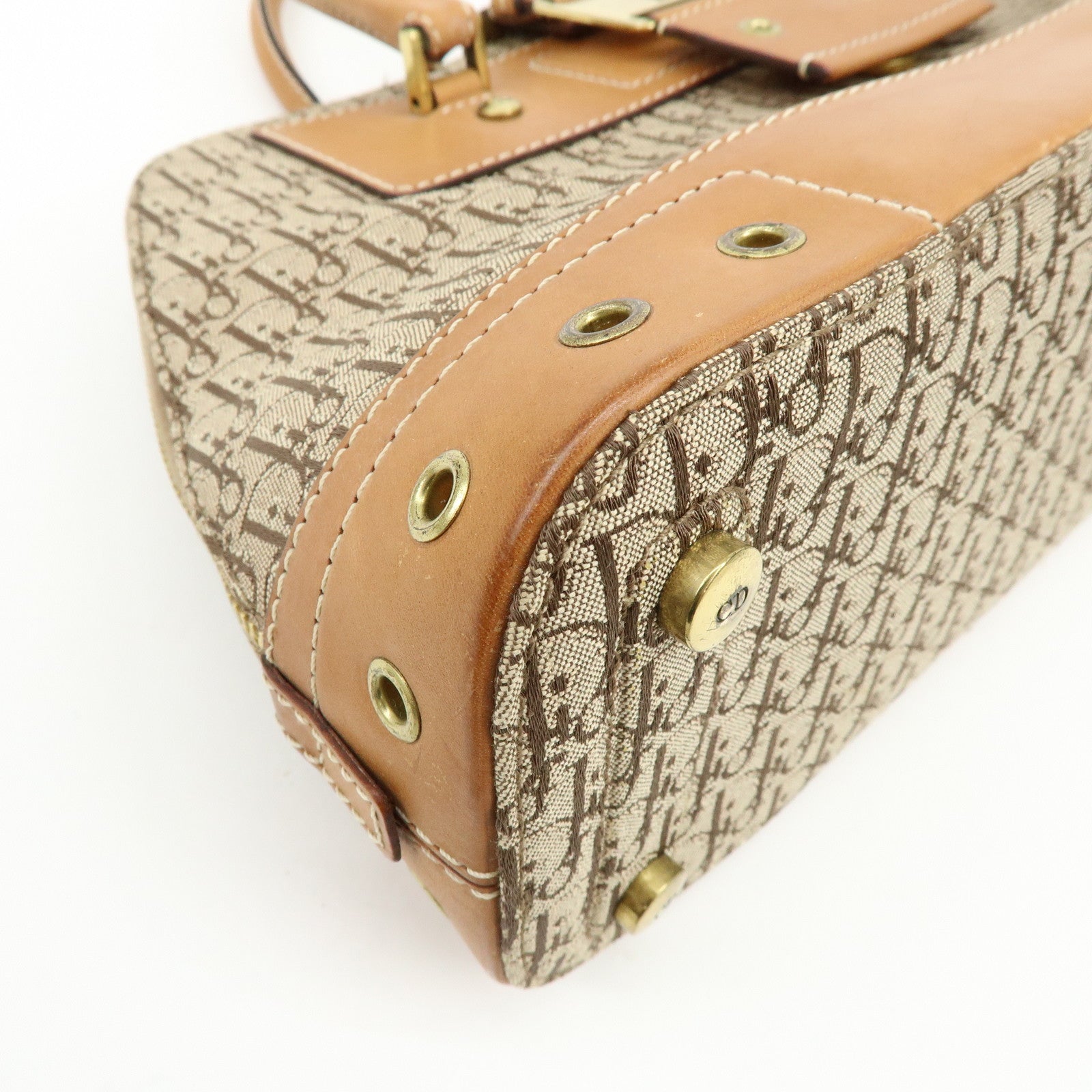 Christian Dior Trotter Street Chic Jacquard Canvas Leather Hand Bag