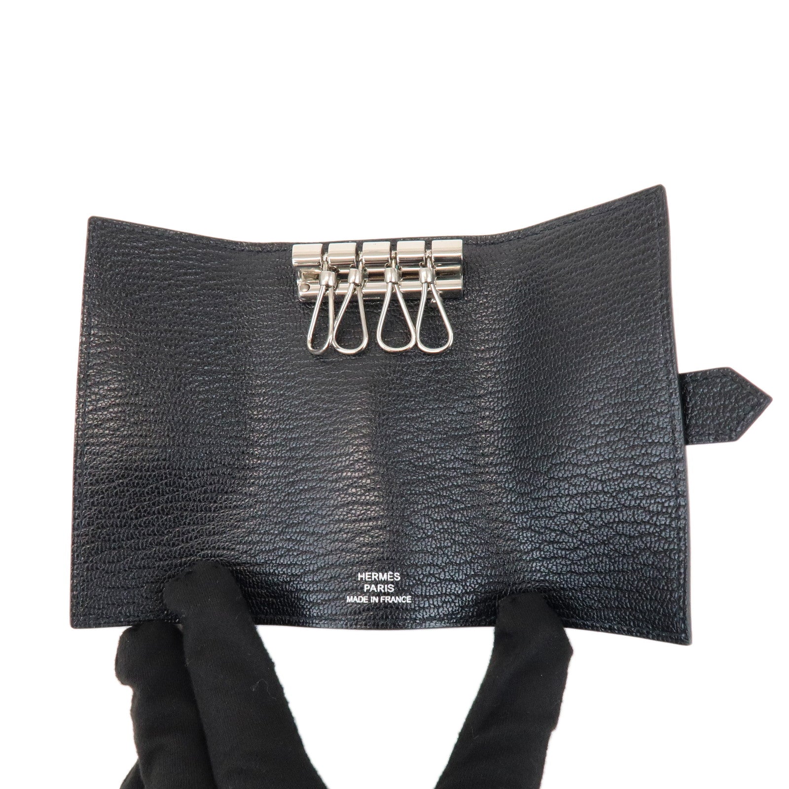 HERMES Bearn Chevre □I Stamped Key Case Key Holder Black