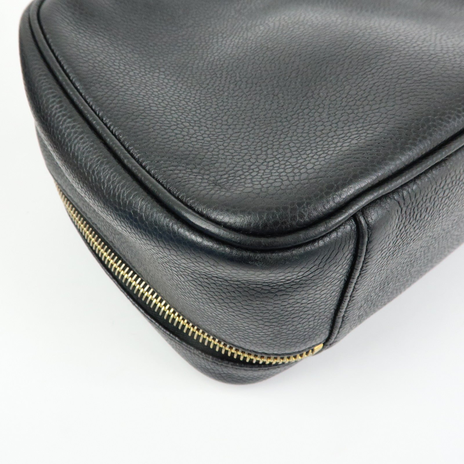 CHANEL COCO Mark Caviarskin 2Way Bag Cosmetic Bag Black A07061