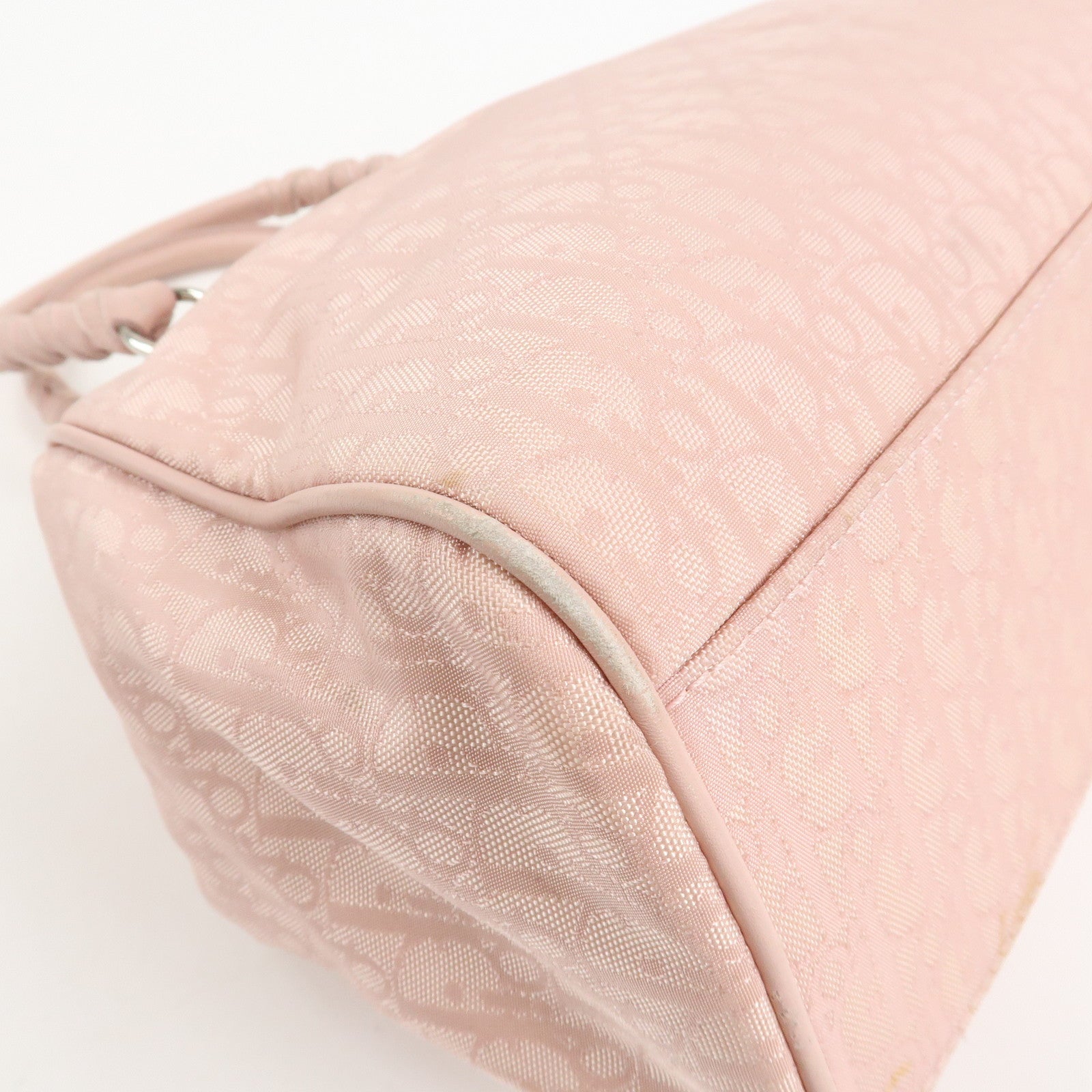 Christian Dior Trotter Leather Nylon Hand Bag Shoulder Bag Pink Used