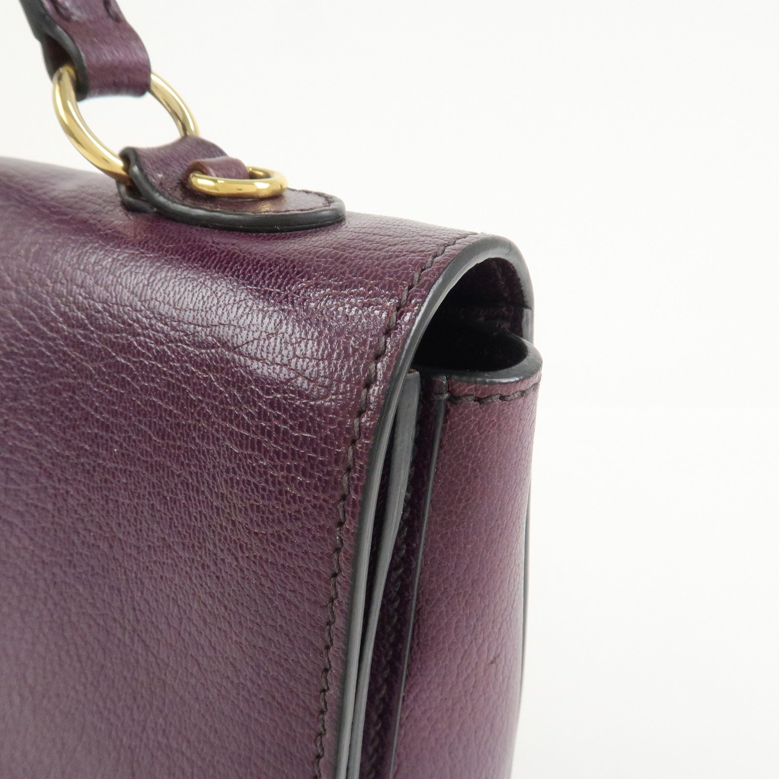 MIU MIU Logo Leather 2Way Shoulder Bag Hand Bag Purple RN0726