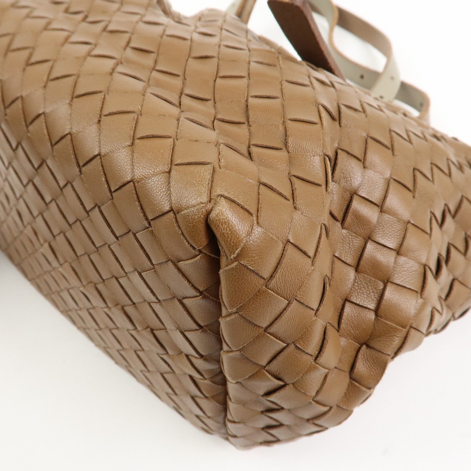 BOTTEGA VENETA Intrecciato Leather Tote Bag Shoulder Bag Brown