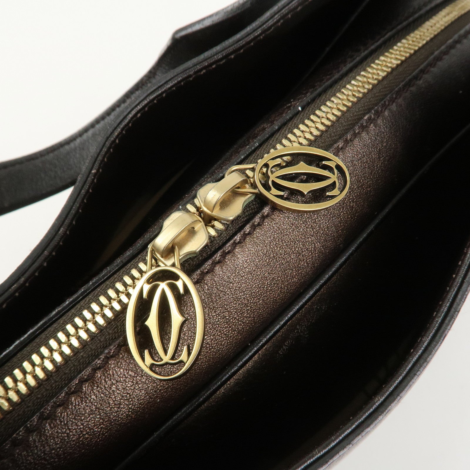 Cartier Marcello de Cartier Leather Hand Bag Dark Brown