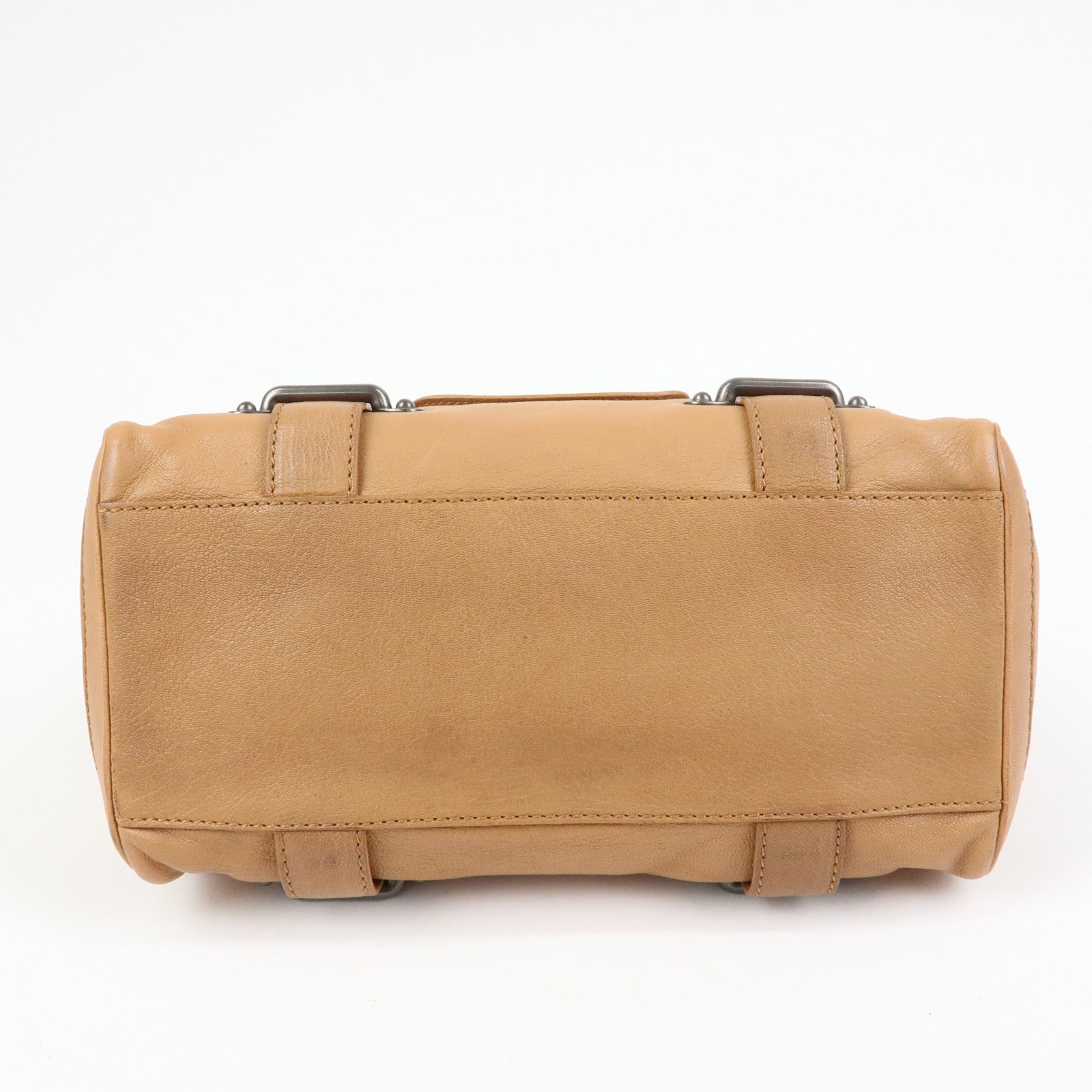 CELINE Logo Leather Hand Bag Boston Bag Hand Bag Brown