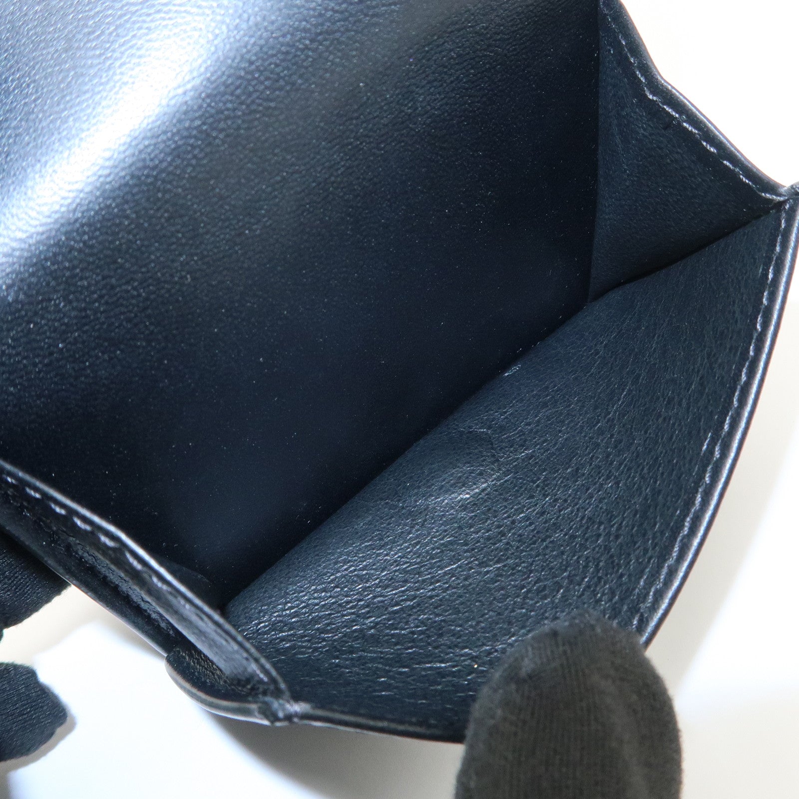 Bottega Veneta  Intrecciato Leather Tri-fold Compact Wallet Black