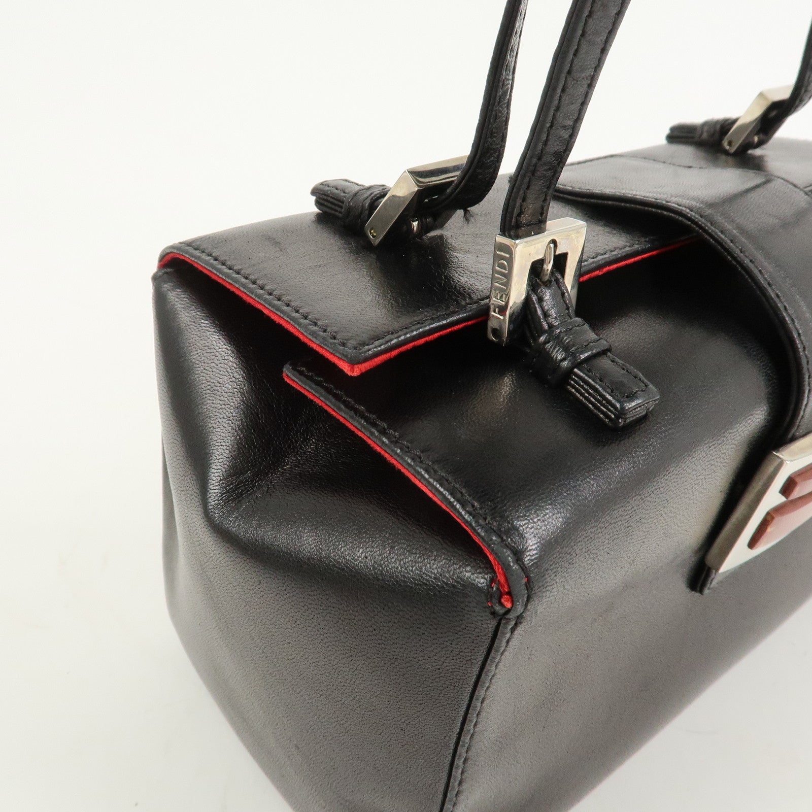 FENDI Nappa Leather Hand Bag Shoulder Bag Black 10163350001