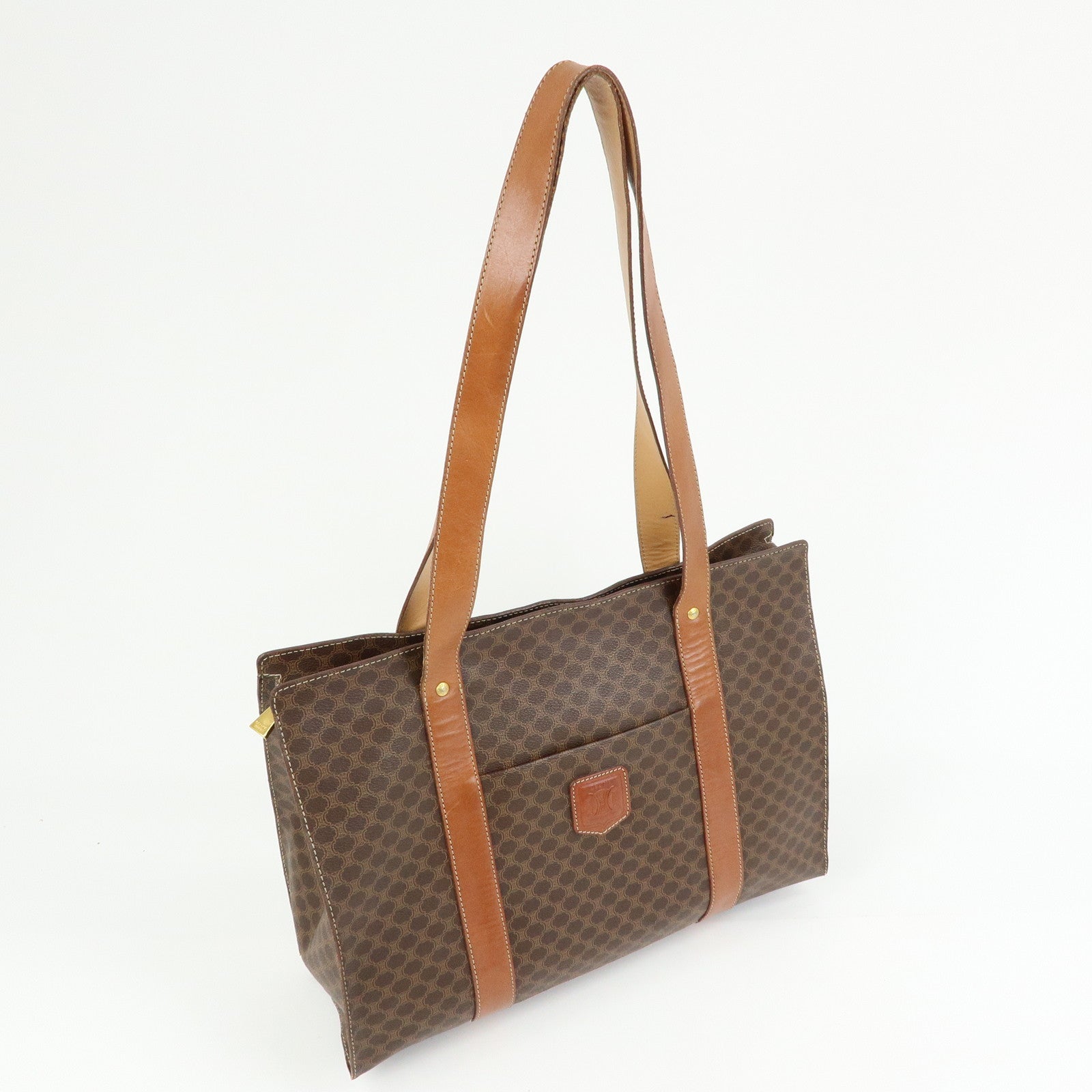 CELINE Macadam PVC Leather Tote Bag Shoulder Bag Brown