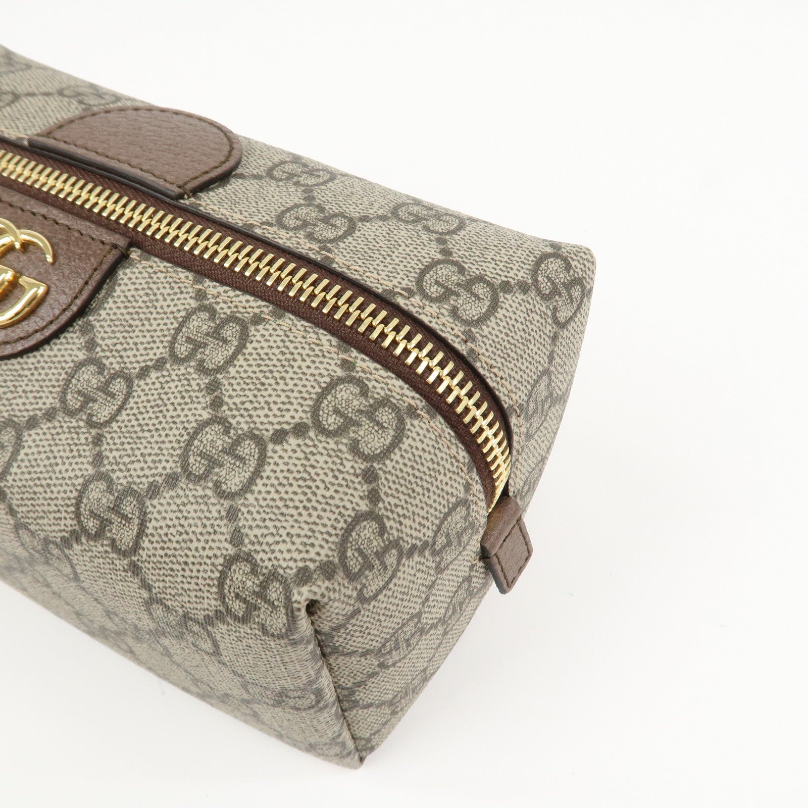 GUCCI GG Marmont GG Supreme Cosmetic Pouch Beige Brown 548393