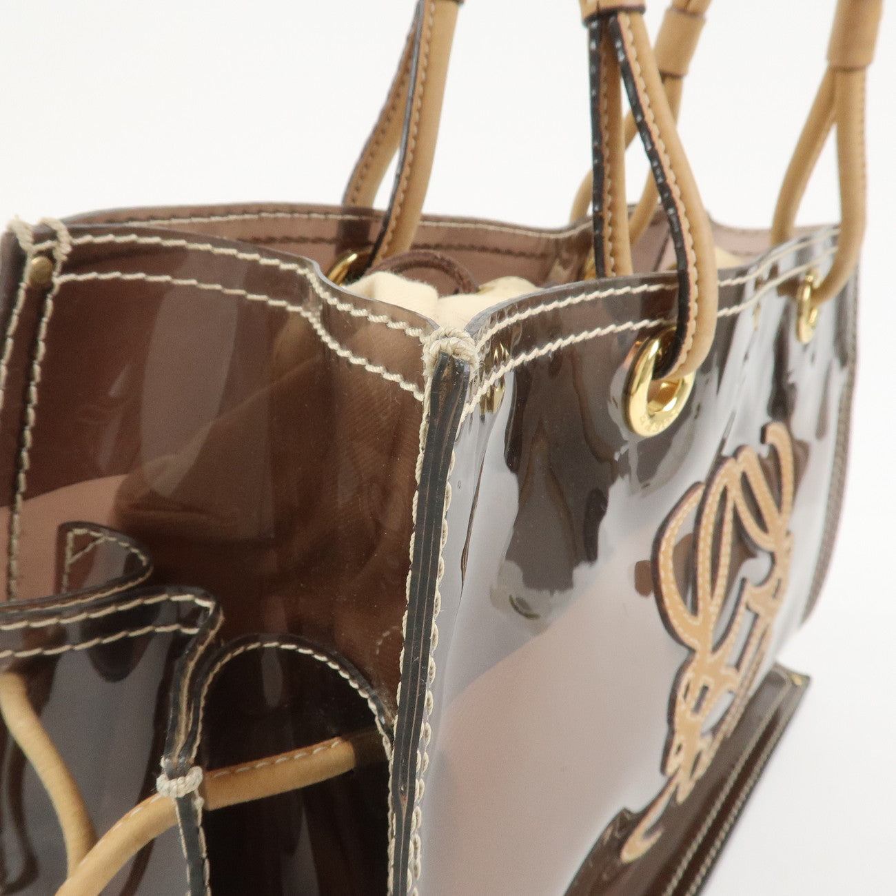 LOEWE Anagram PVC Leather Tote Bag Shoulder Bag Brown