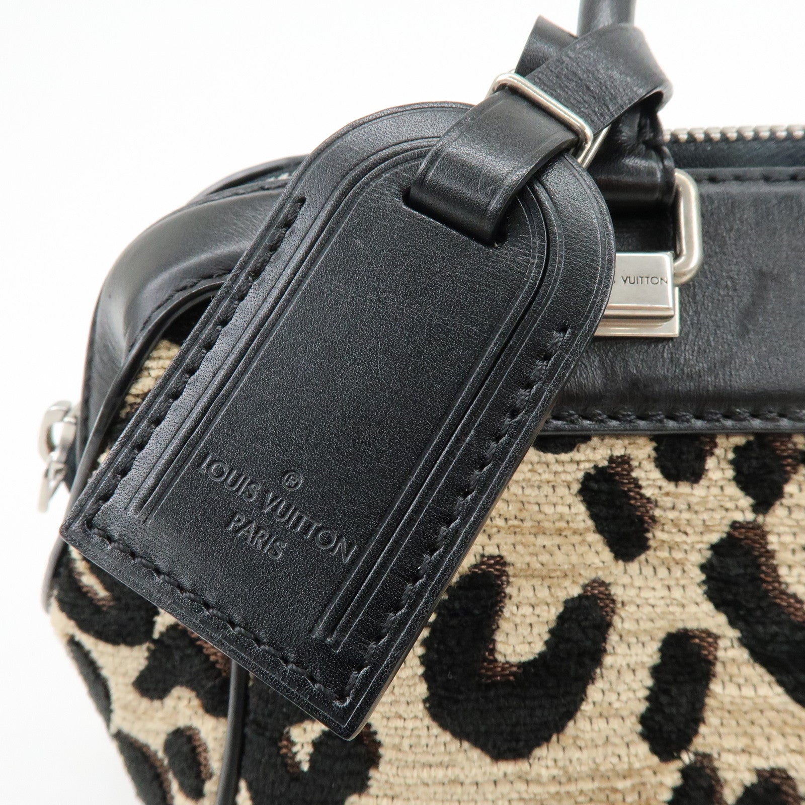 Louis Vuitton Jacquard Canvas Leather Leopard Baby Hand Bag M94257