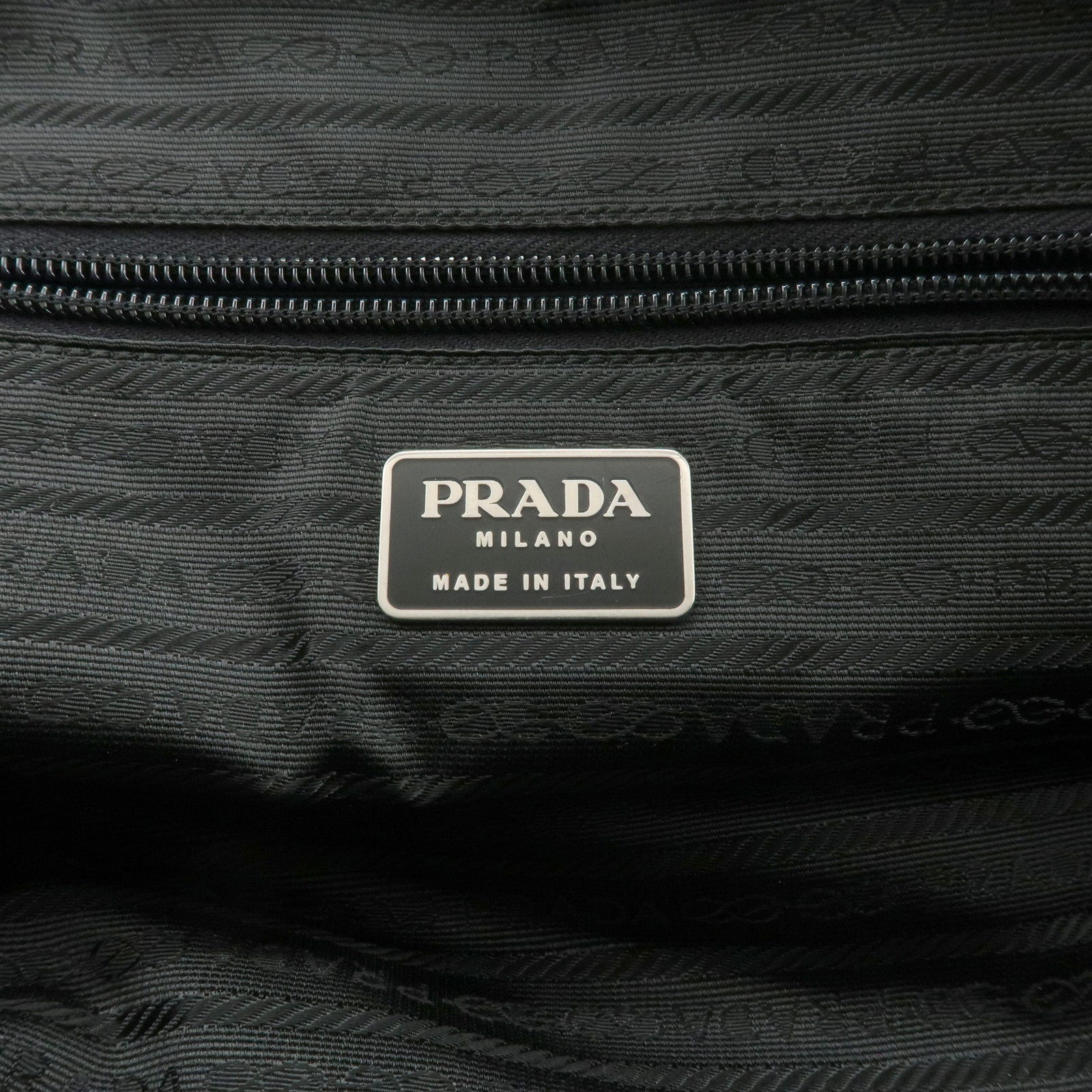 PRADA Triangle Logo Nylon Leather Hand Bag Boston Bag Black