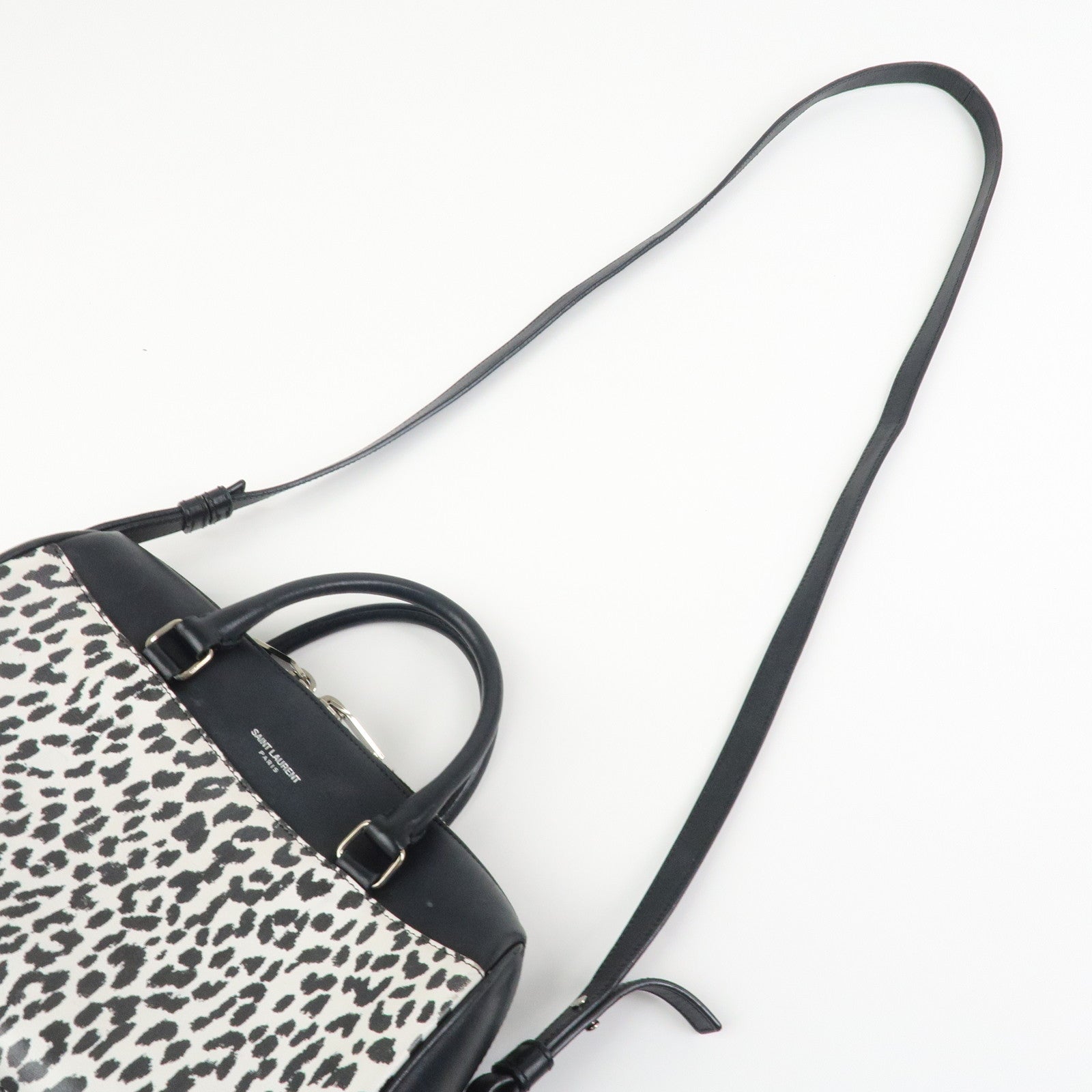 SAINT LAURENT PARIS Leather 2Way Bag Hand Shoulder Bag Leopard
