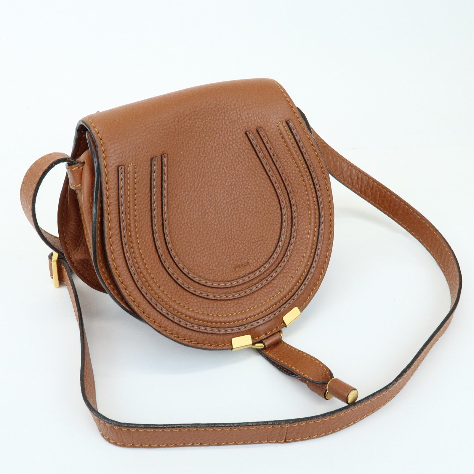 Chloe Marcie Leather Shoulder Bag Crossbody Bag Brown
