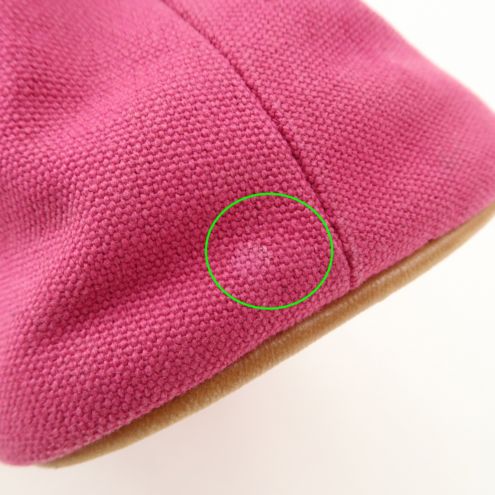 HERMES Leather Canvas Bolide Pouch Cosmetic Pouch MM Pink Used