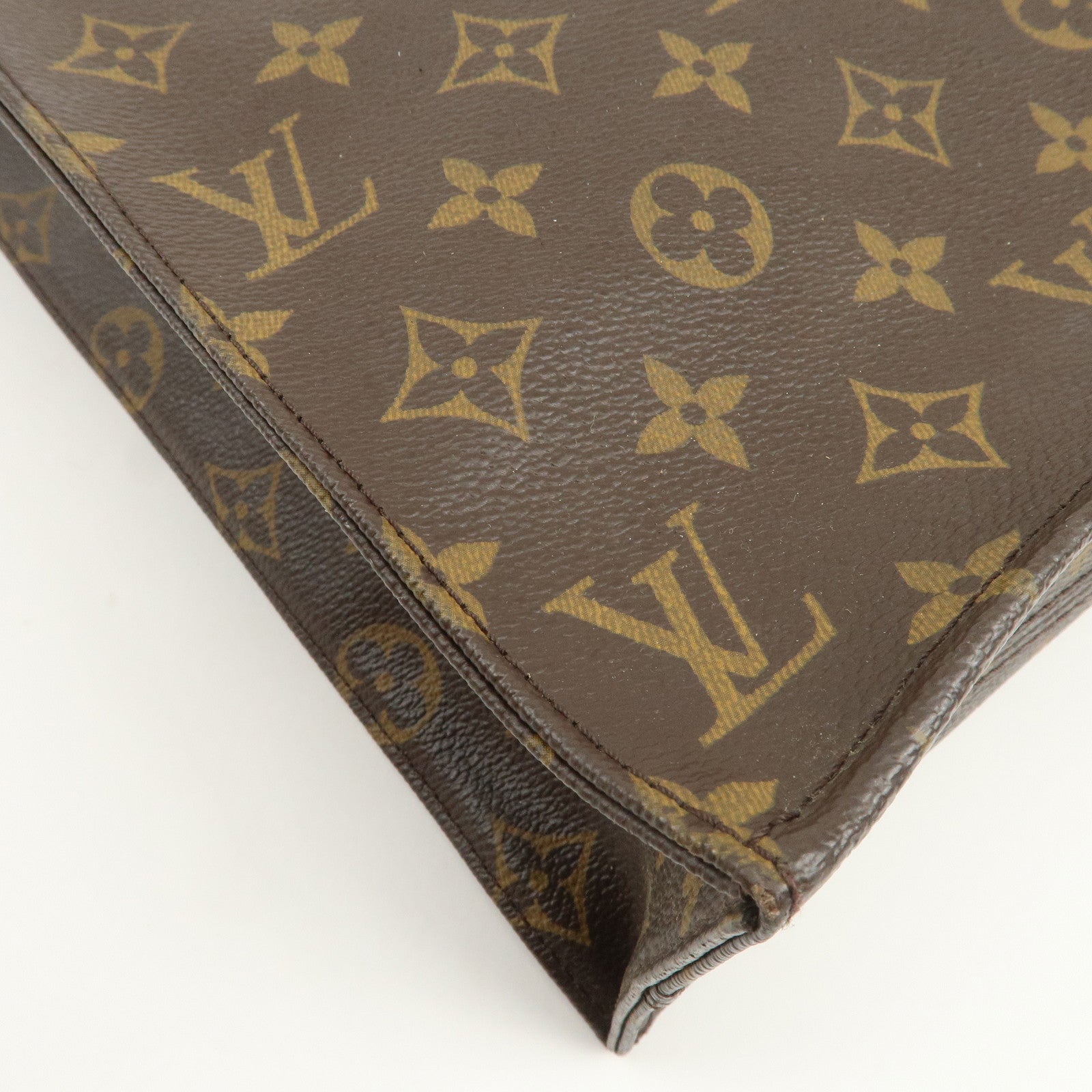 Louis Vuitton Monogram Sac Plat Tote Bag Hand Bag Brown M51140