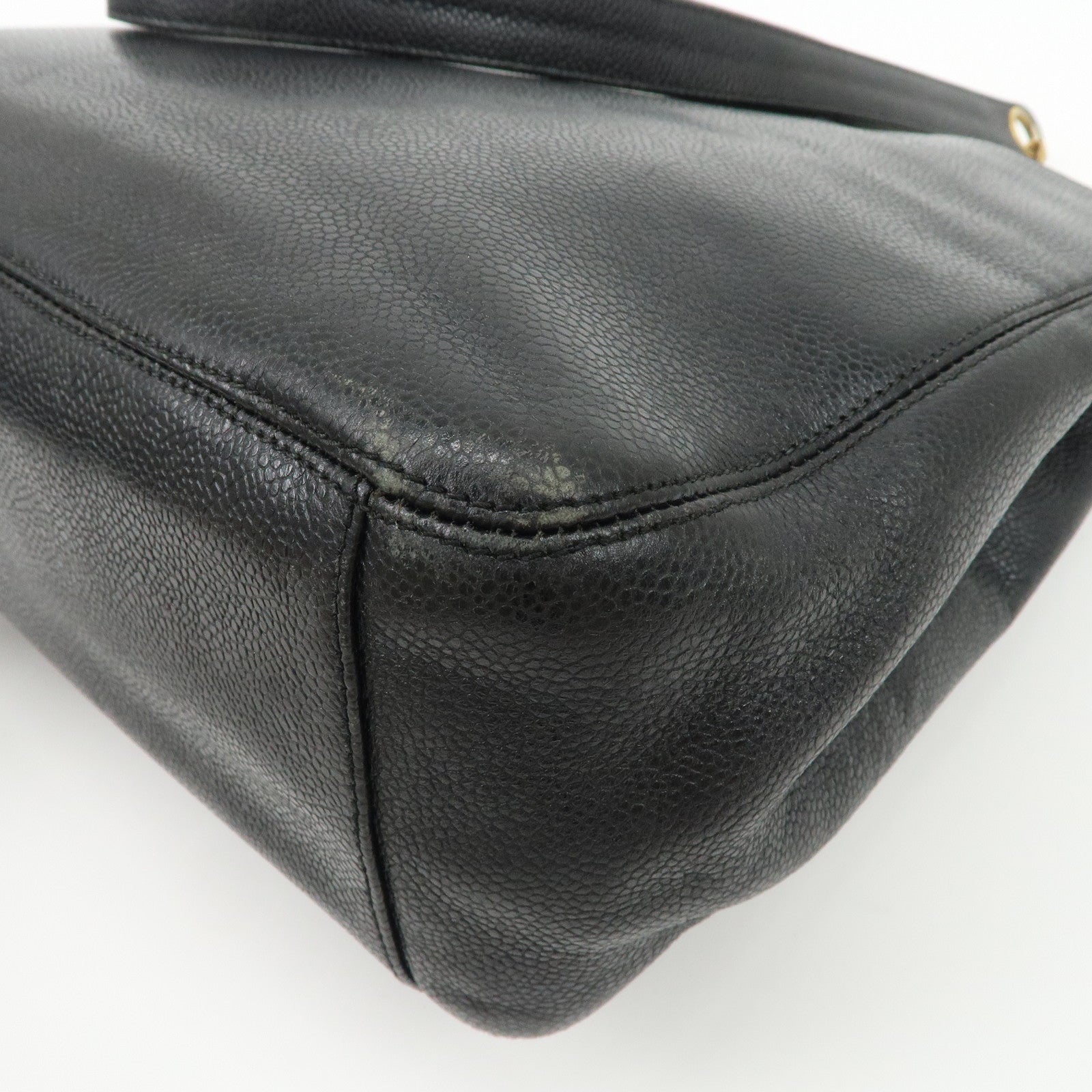 CHANEL Caviarskin Chain Tote Bag Shoulder Bag Black