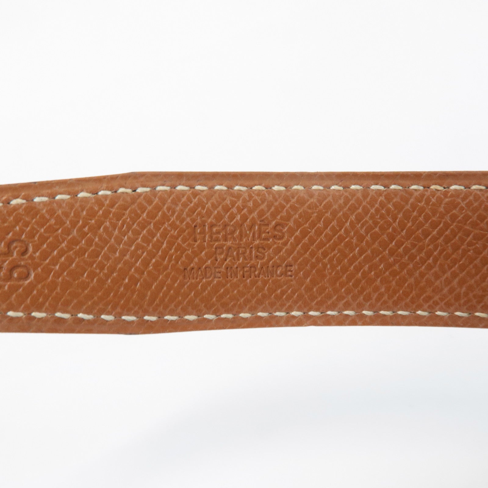 HERMES Cushvel Leather H Buckle Constance Belt H Stamped Black Gold Used