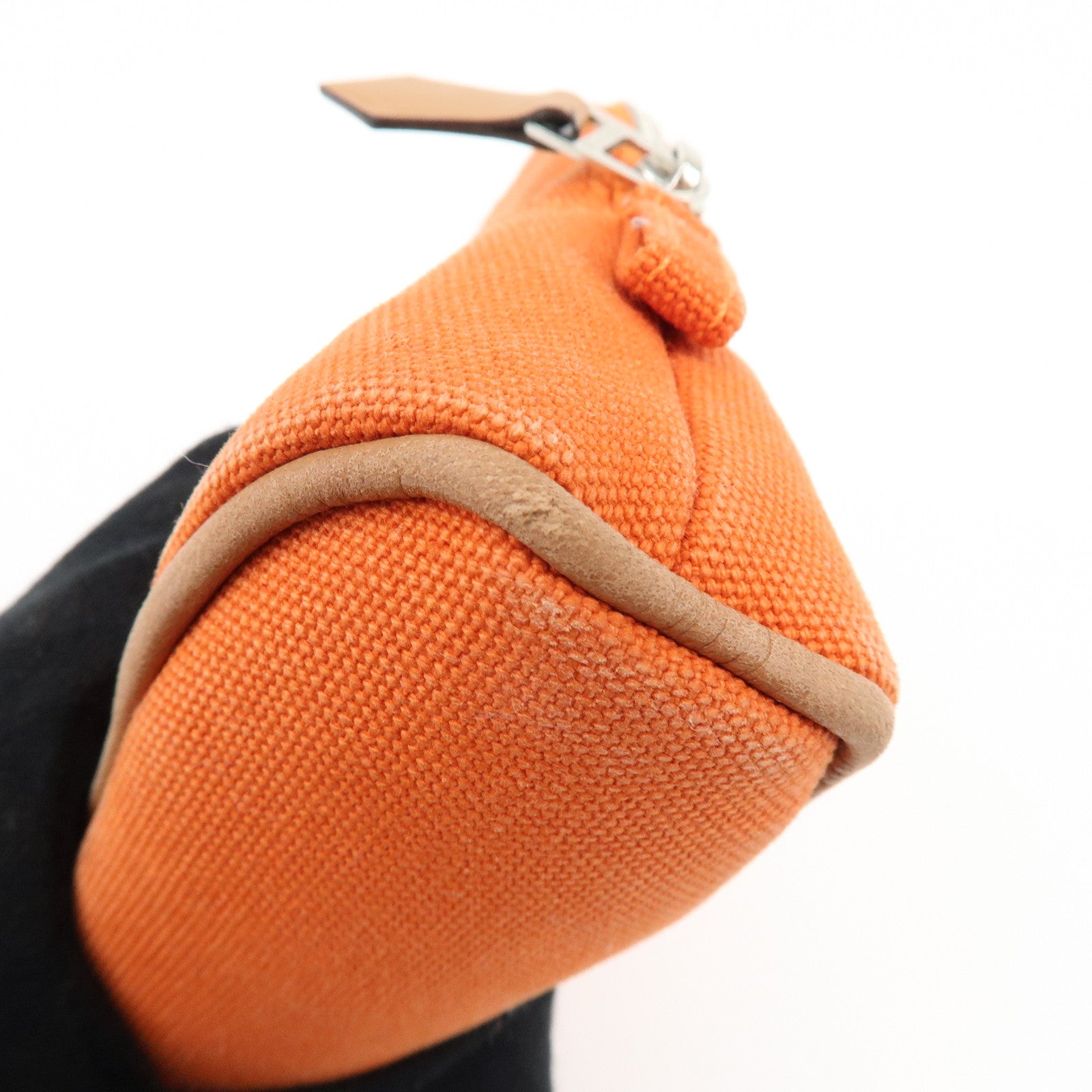 HERMES Bolide Mini Mini 16 Canvas Leather Cosmetic Pouch Orange