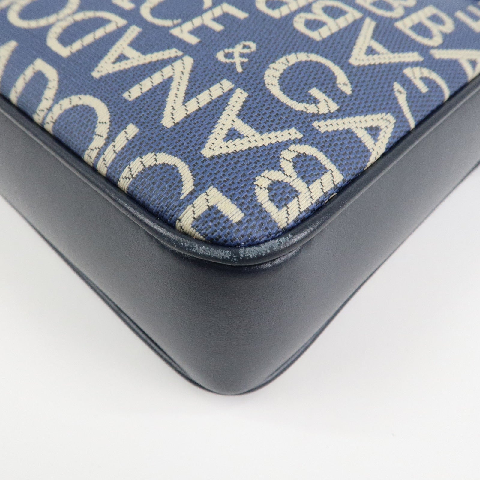 Dolce&Gabbana Canvas PVC Leather Shoulder Bag Navy