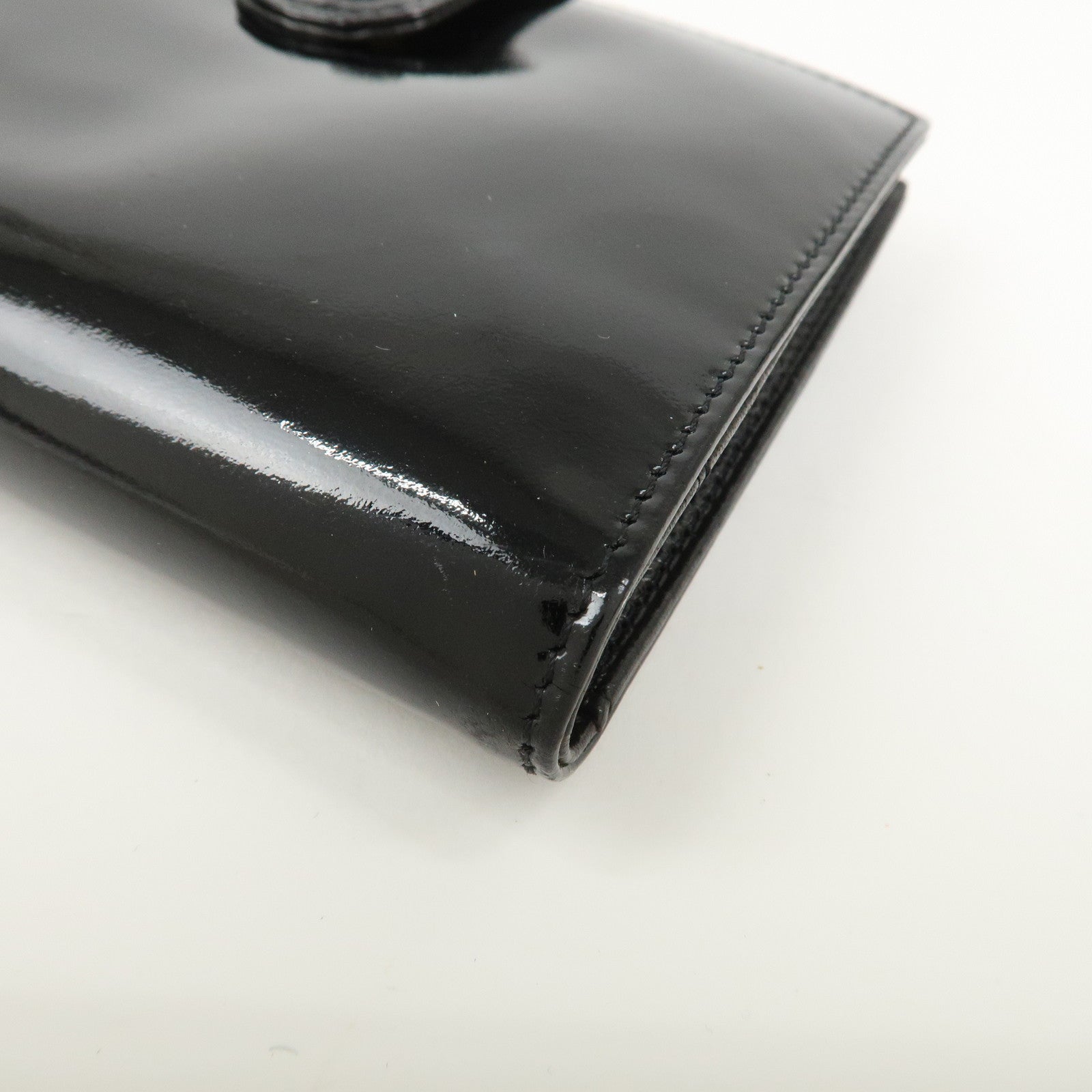 CHANEL COCO Mark Patent Leather Bi-fold Small Wallet Black A13497