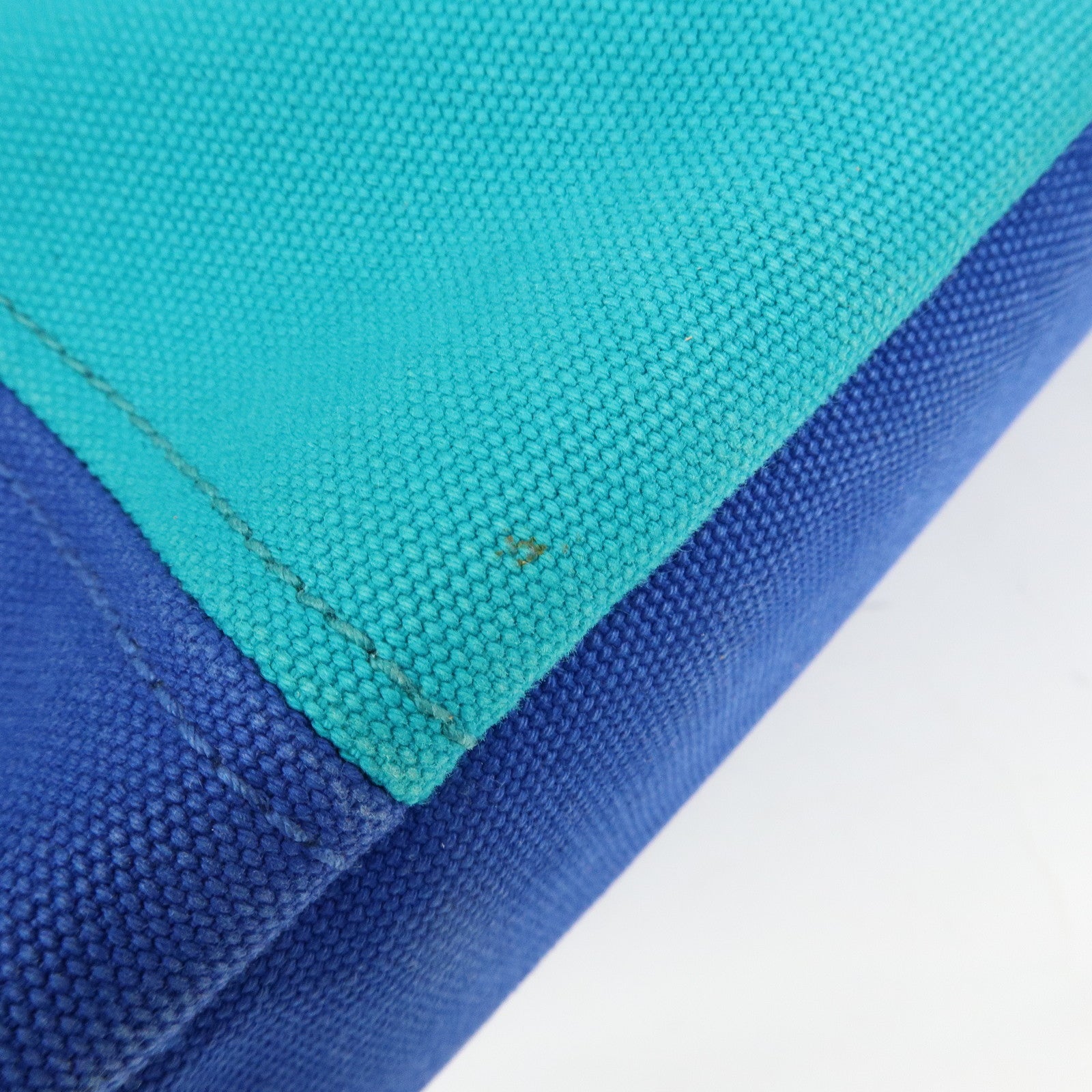 PRADA Triangle Logo Canapa Canvas 2Way Bag Tote Bag Blue BN2642