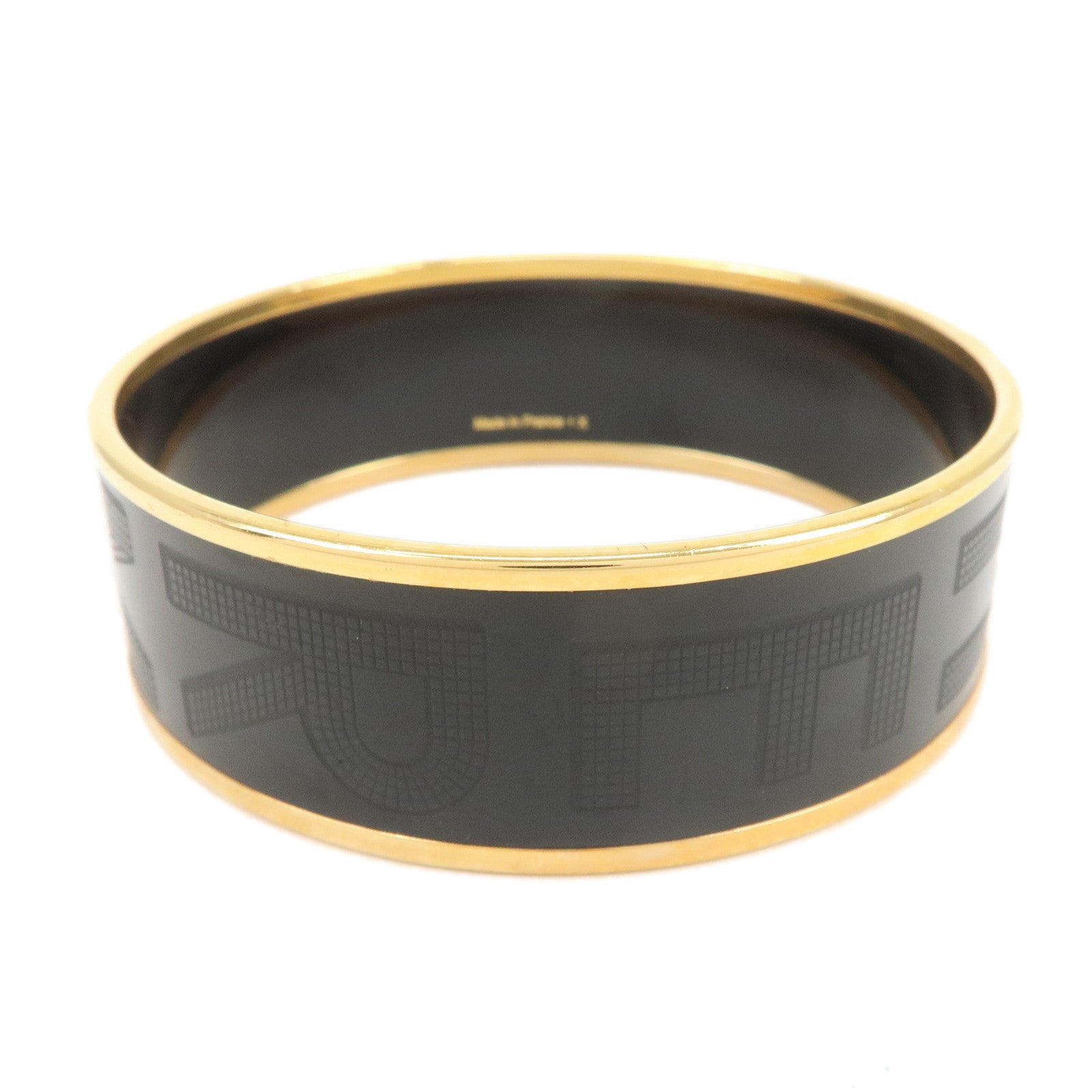 HERMES Email GM Bangle Metal Bracelet Black Gold