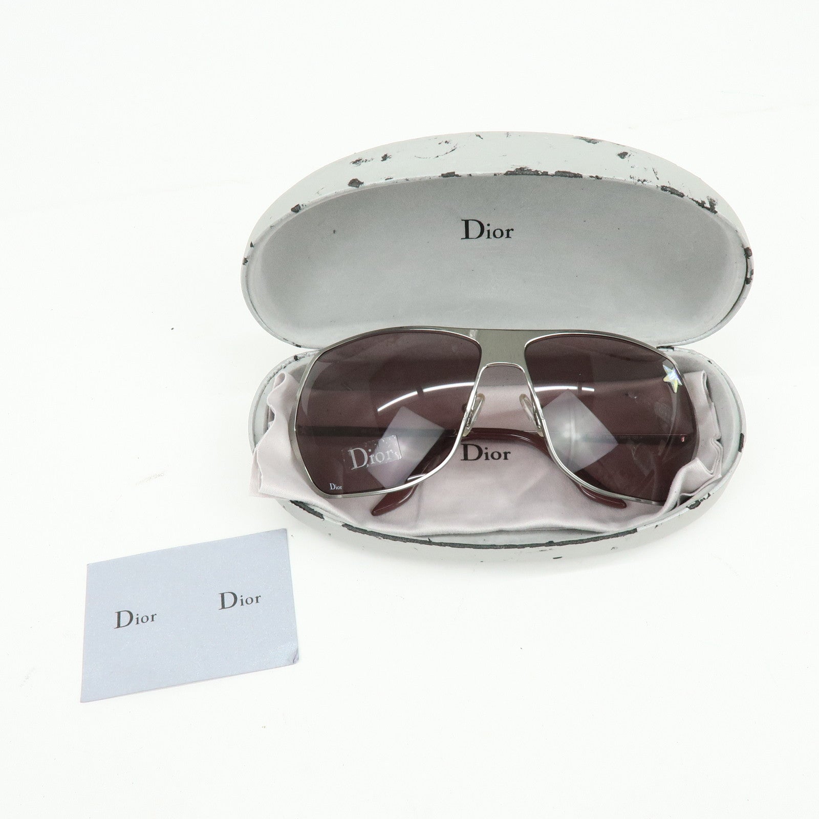 Christian Dior Plastic Metal Sunglasses Star Brown Sillver 6LBP7