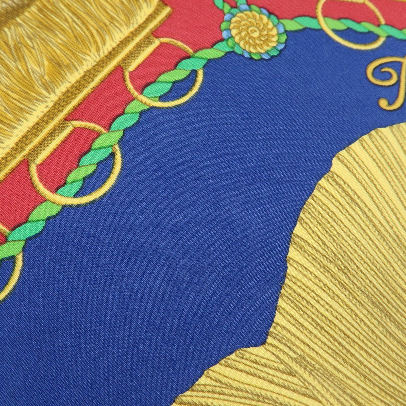 HERMES Carre 90 Silk 100% Scarf Poste et Cavalerie Blue Yellow Red