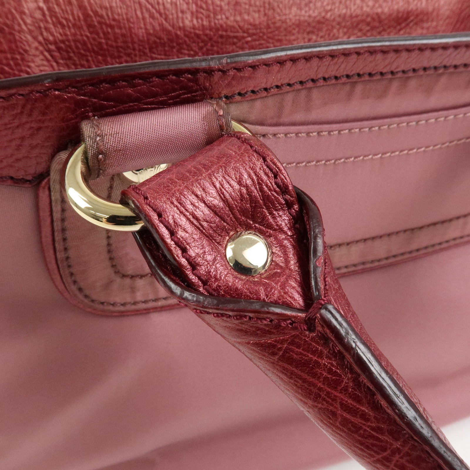 CELINE Logo Nylon Leather Boogie Bag Hand Bag Pink